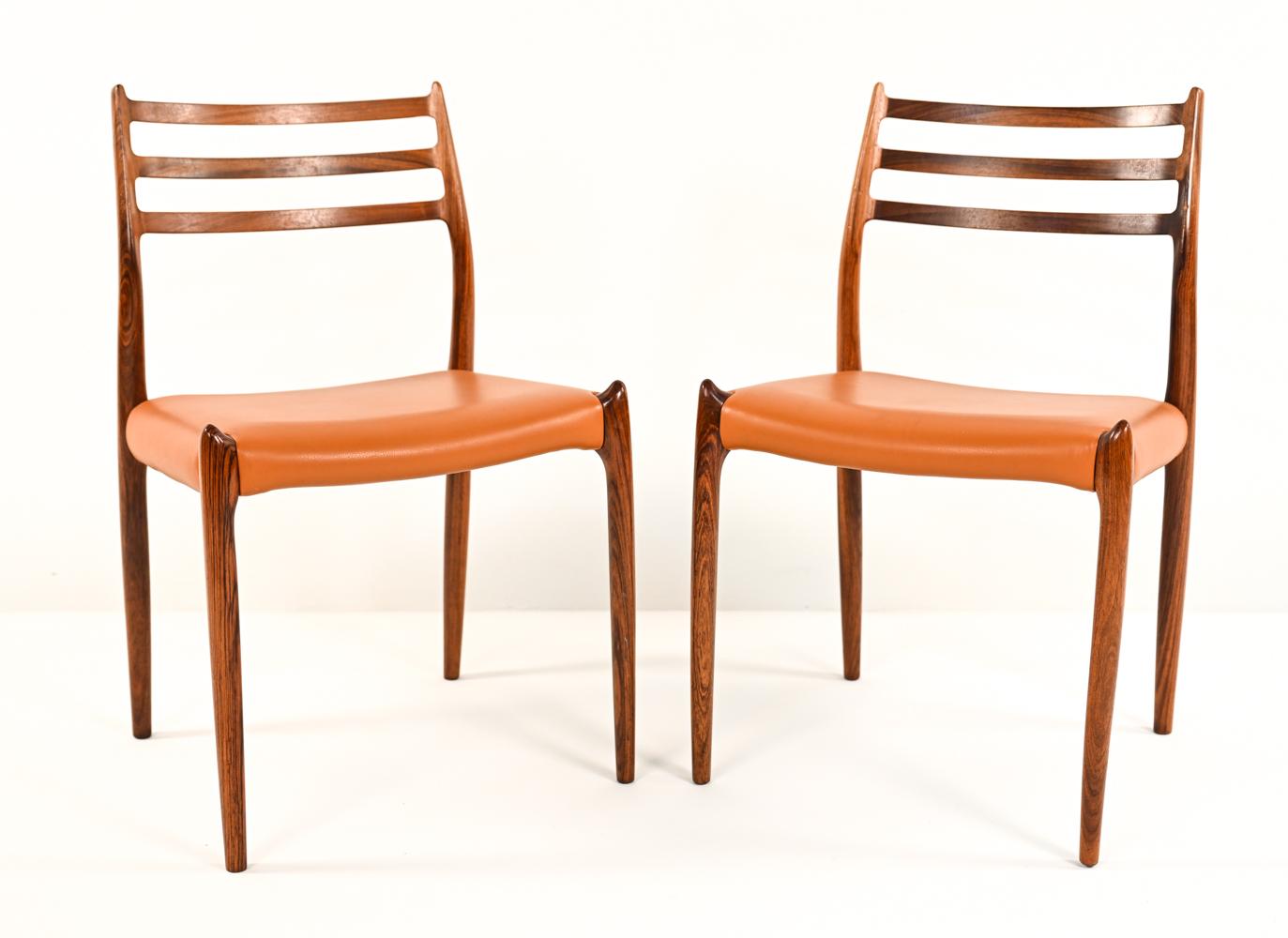 '6' Danish Rosewood Dining Chairs Model 78 by N. O. Moller 6