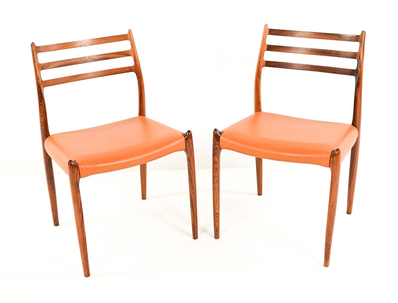 '6' Danish Rosewood Dining Chairs Model 78 by N. O. Moller 7
