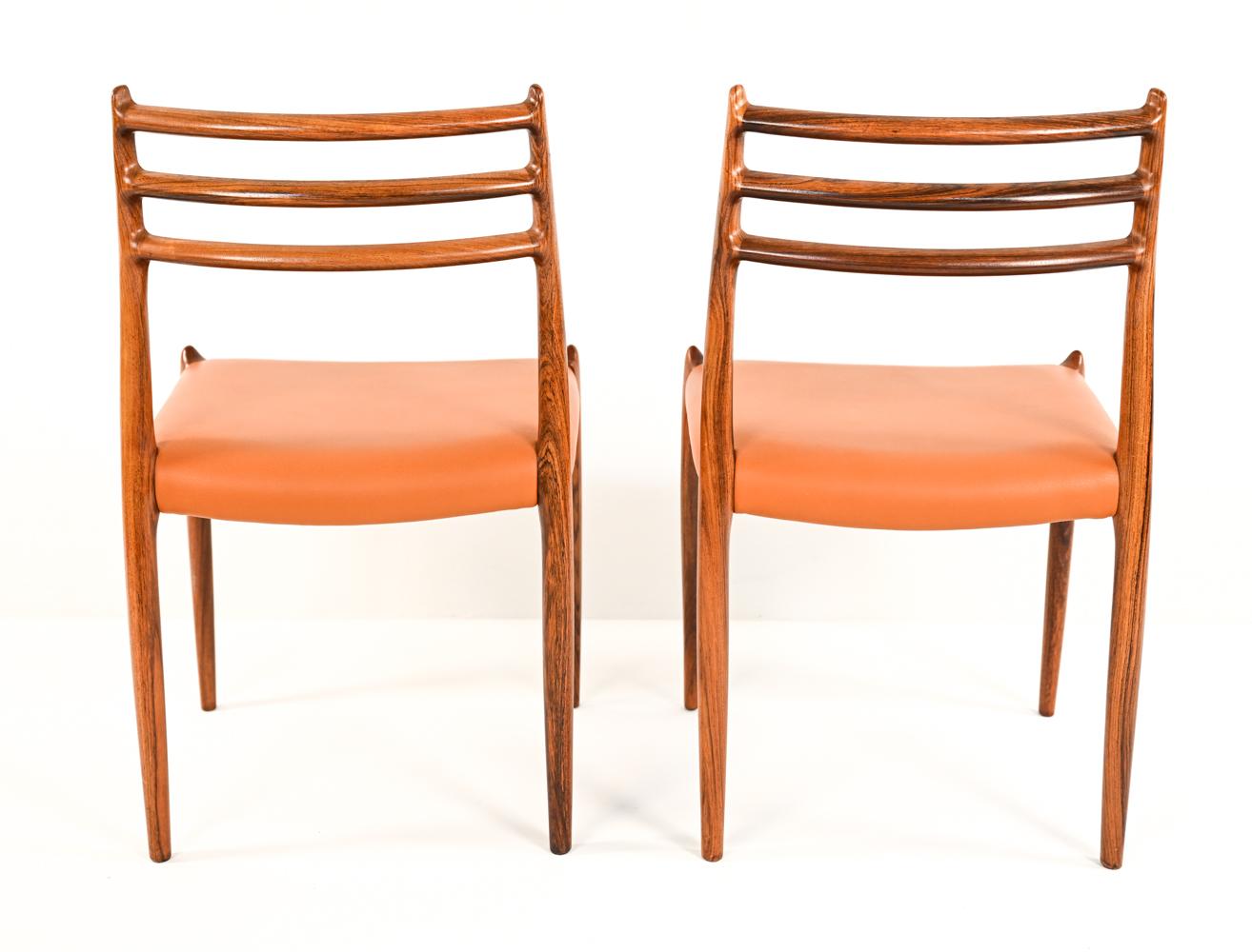 '6' Danish Rosewood Dining Chairs Model 78 by N. O. Moller 11