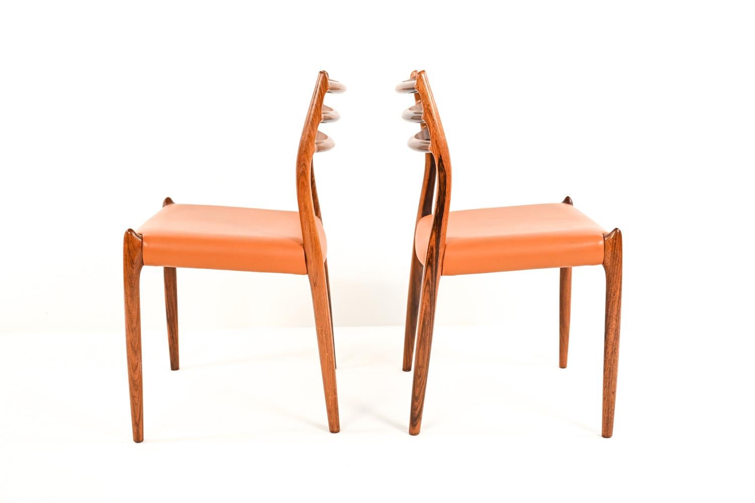 '6' Danish Rosewood Dining Chairs Model 78 by N. O. Moller 12