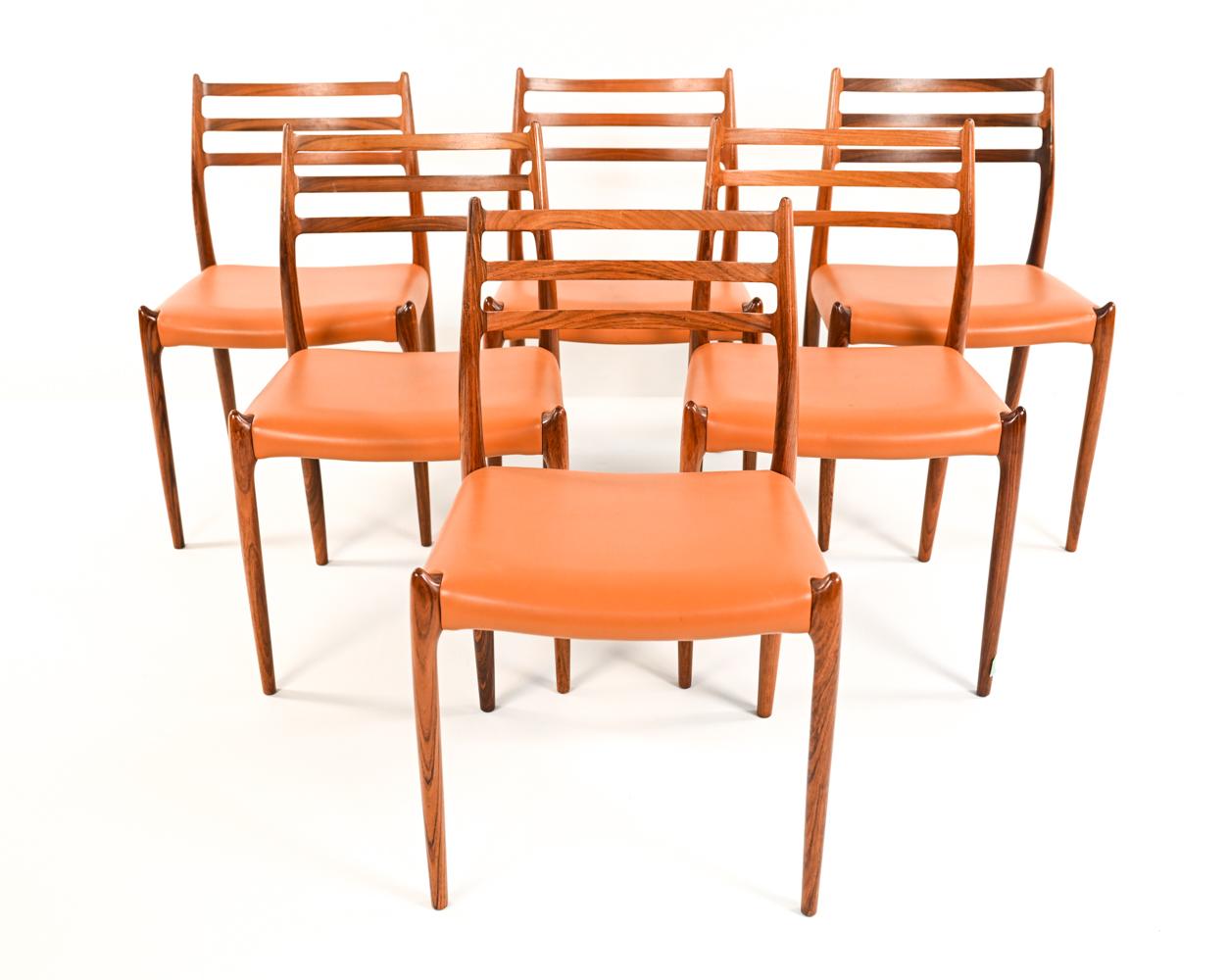 Mid-20th Century '6' Danish Rosewood Dining Chairs Model 78 by N. O. Moller