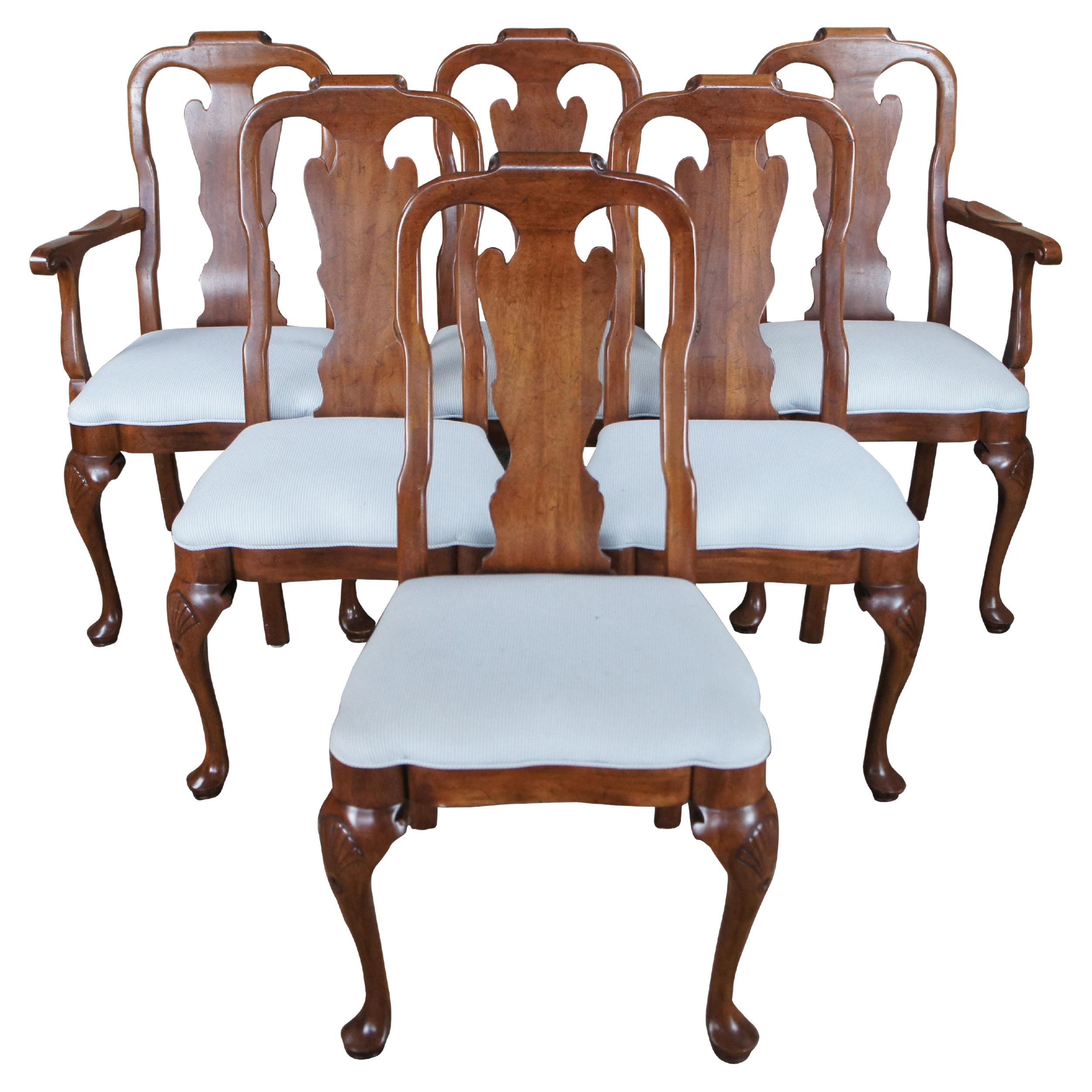 6 Davis Cabinet Cumberland Valley Nogal Queen Anne Sillas de comedor de estilo georgiano en venta