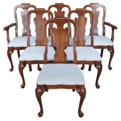 6 Davis Cabinet Cumberland Valley Walnut Queen Anne Georgian Style Dining Chairs
