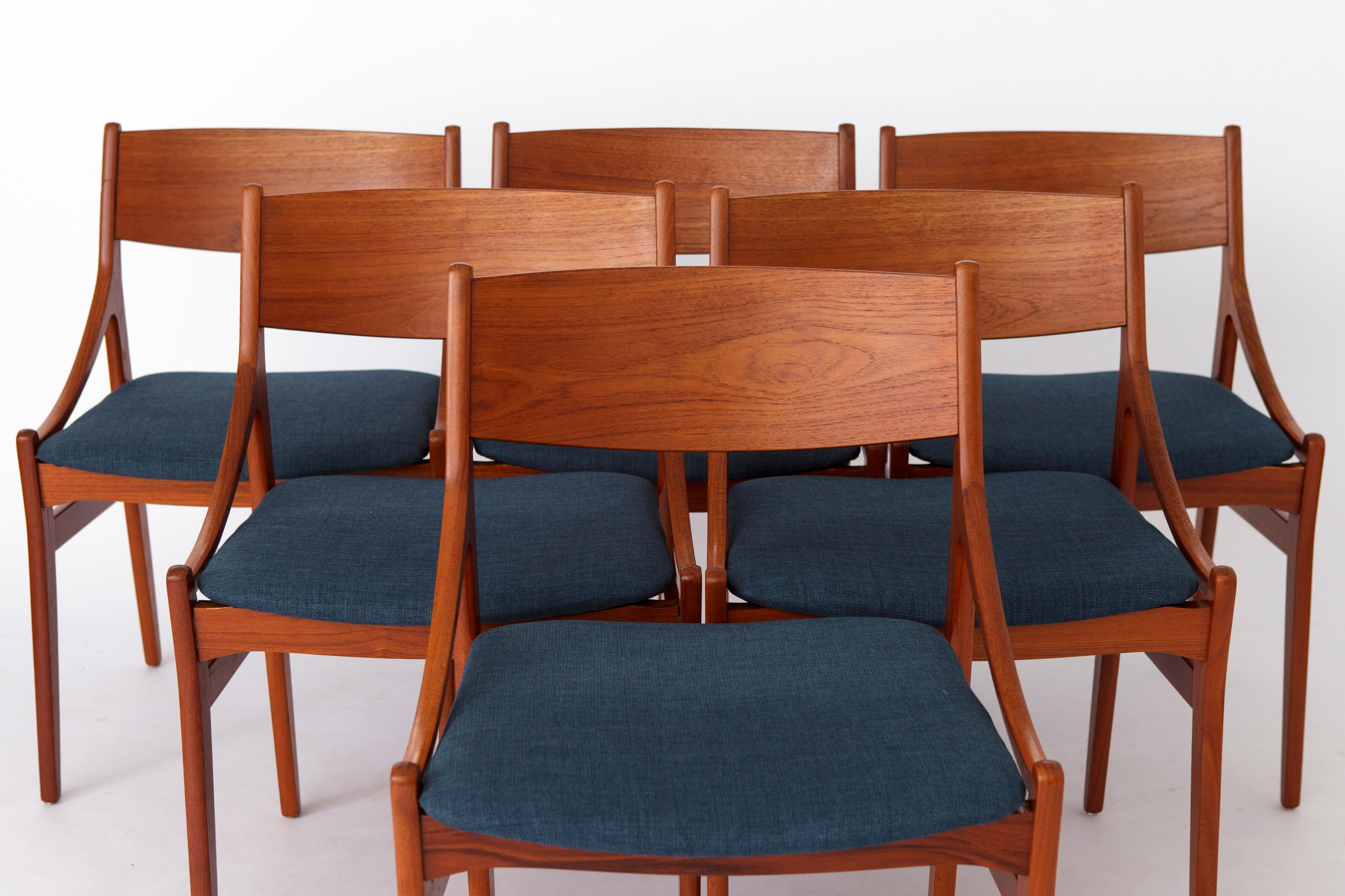 Nice set of 6 Vintage Dining chairs by Danish designer Vestervig Eriksen. 
Manufacturer: Brdr. Tromborg Møbelfabrik, Aarhus, Denmark. 
Production period: 1960s. 
Displayed price is for a set of 6. 
Totally up to 7 chairs available. Please DM if you