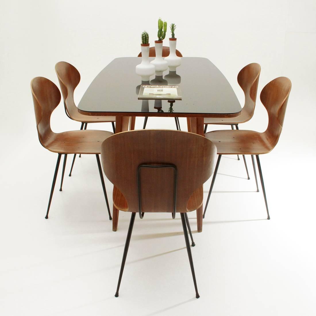 Six Dining Chairs by Carlo Ratti for Industria Legni Curvati, 1950s 2