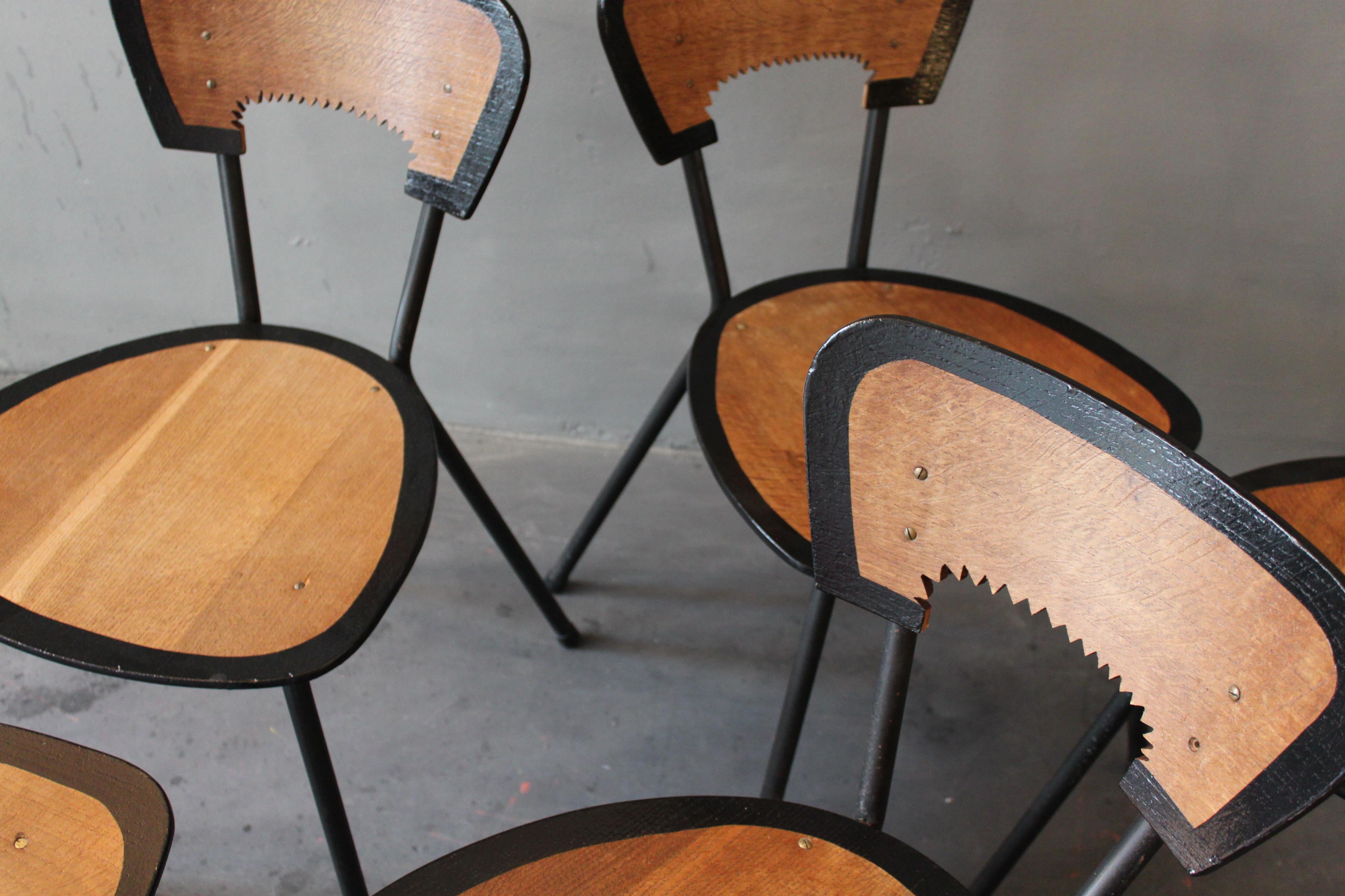 French 6 Dining Chairs by Jaques Hitier, contemporized by Atelier Staab