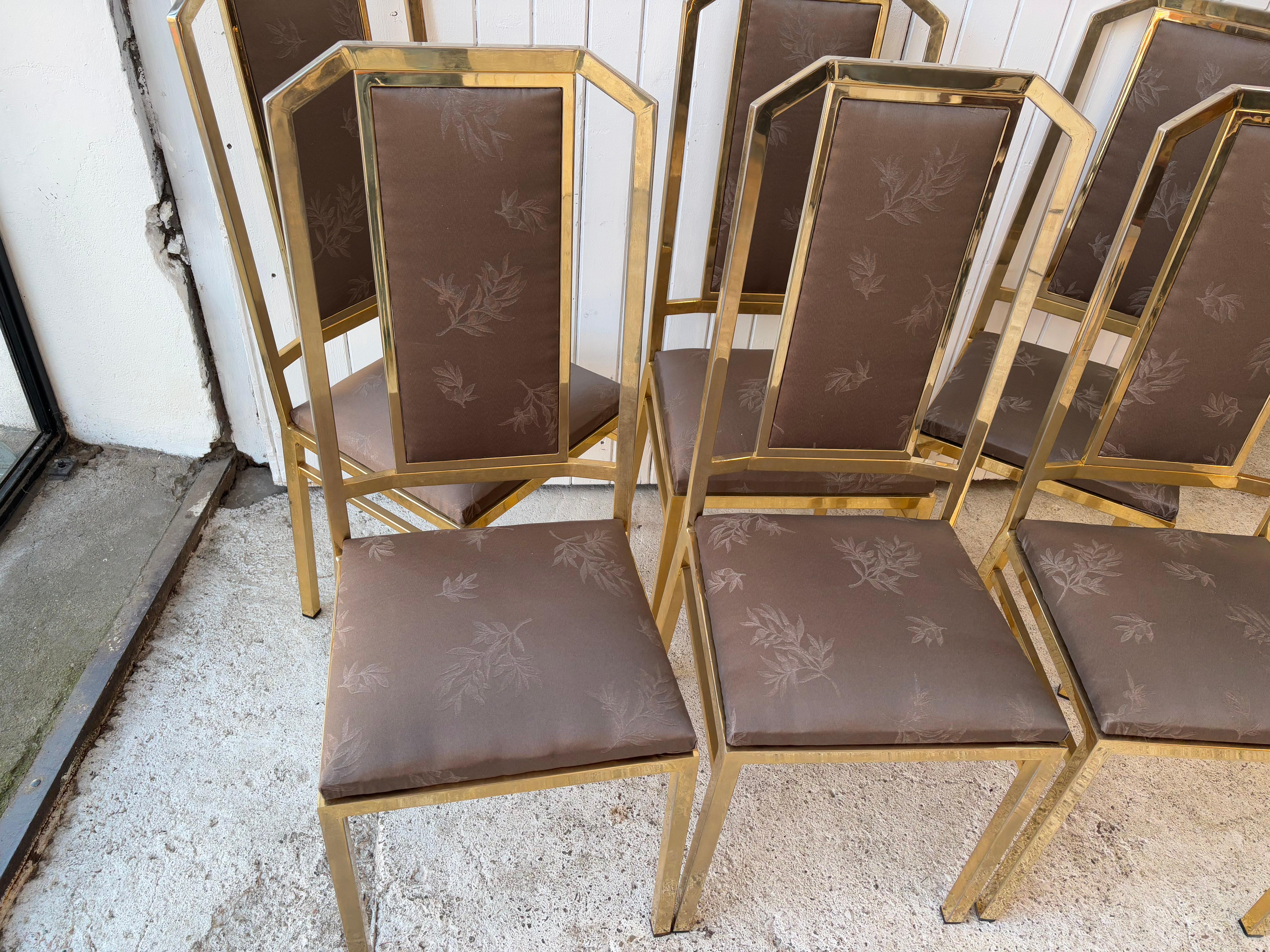 French 6 Dining Chairs by JC Mahey, Midcentury 1970’s For Sale