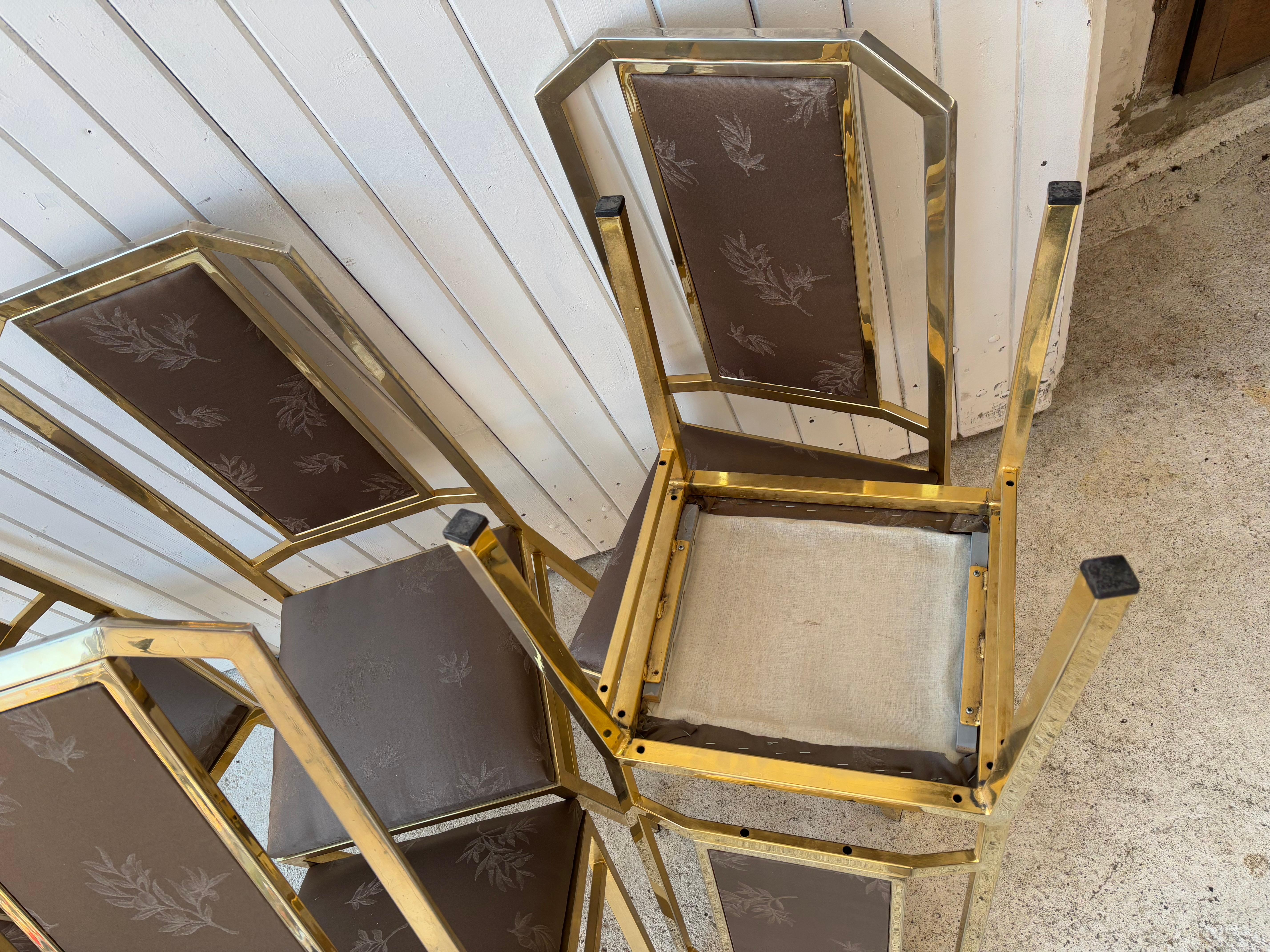 Brass 6 Dining Chairs by JC Mahey, Midcentury 1970’s For Sale