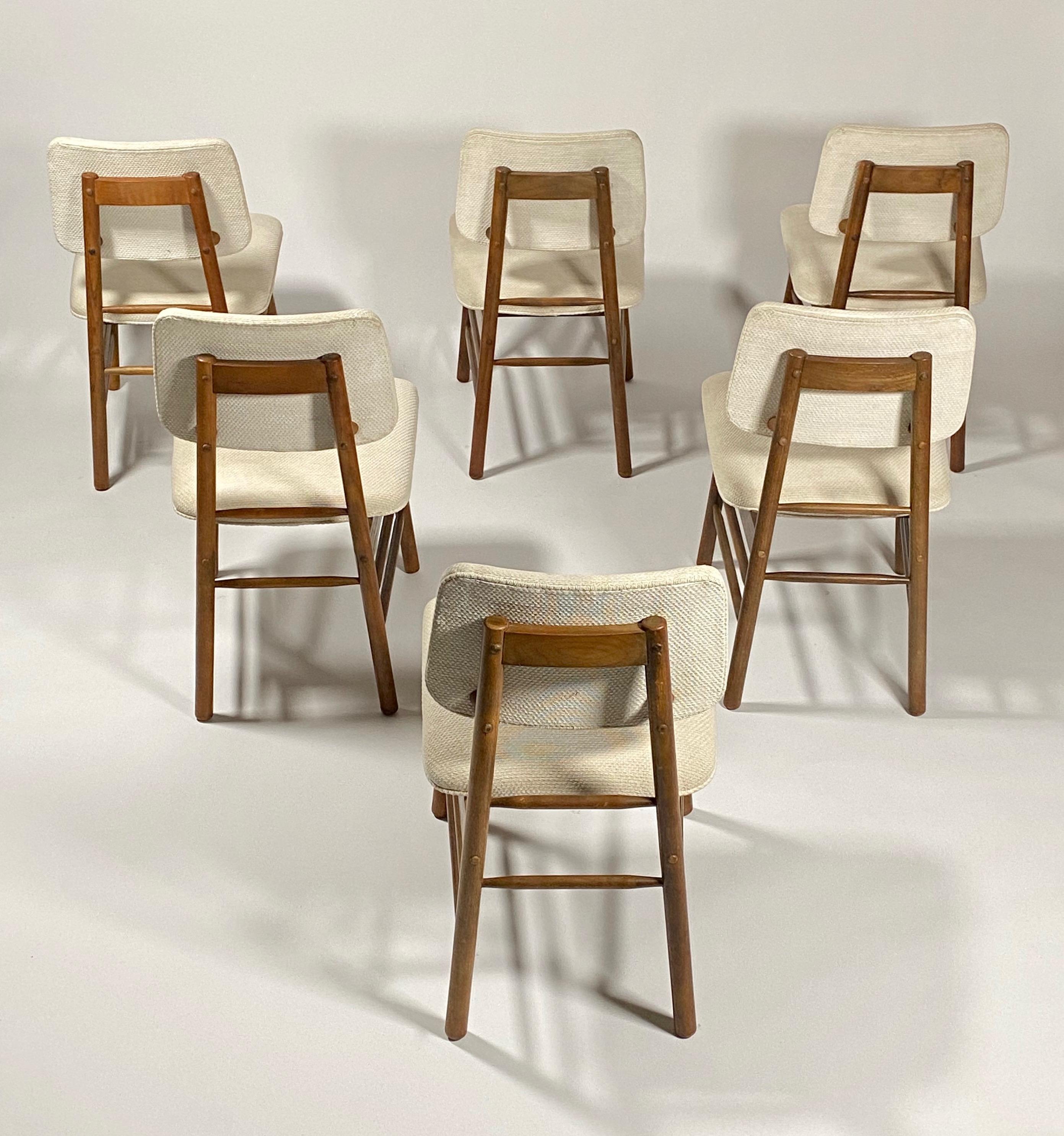 Set of 6 dining chairs by Greta Magnusson-Grossman (1906-1999) Swedish born and trained architect who was also a interior designer, furniture and lighting designer. Her ground breaking career choice at the time lead to her becoming one of the