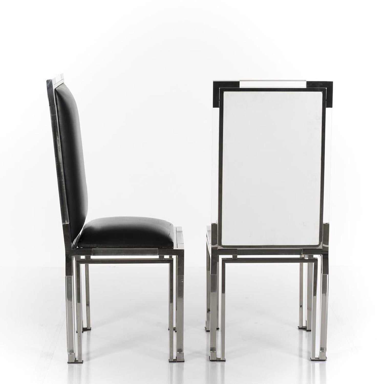 Mid-Century Modern 6 Dining Chairs in Lucite and Chrome by Charles Hollis Jones, Metric Collection For Sale