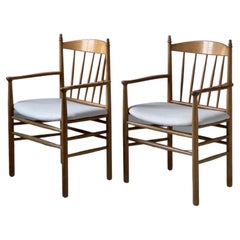 6 dining chairs J134 by Ole Erik Jørgensen for FDB 1970s in Solid Ash and Linen