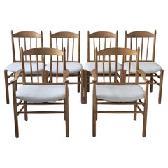 6 dining chairs J134 by Ole Erik Jørgensen for FDB 1970s in Solid Ash and Linen