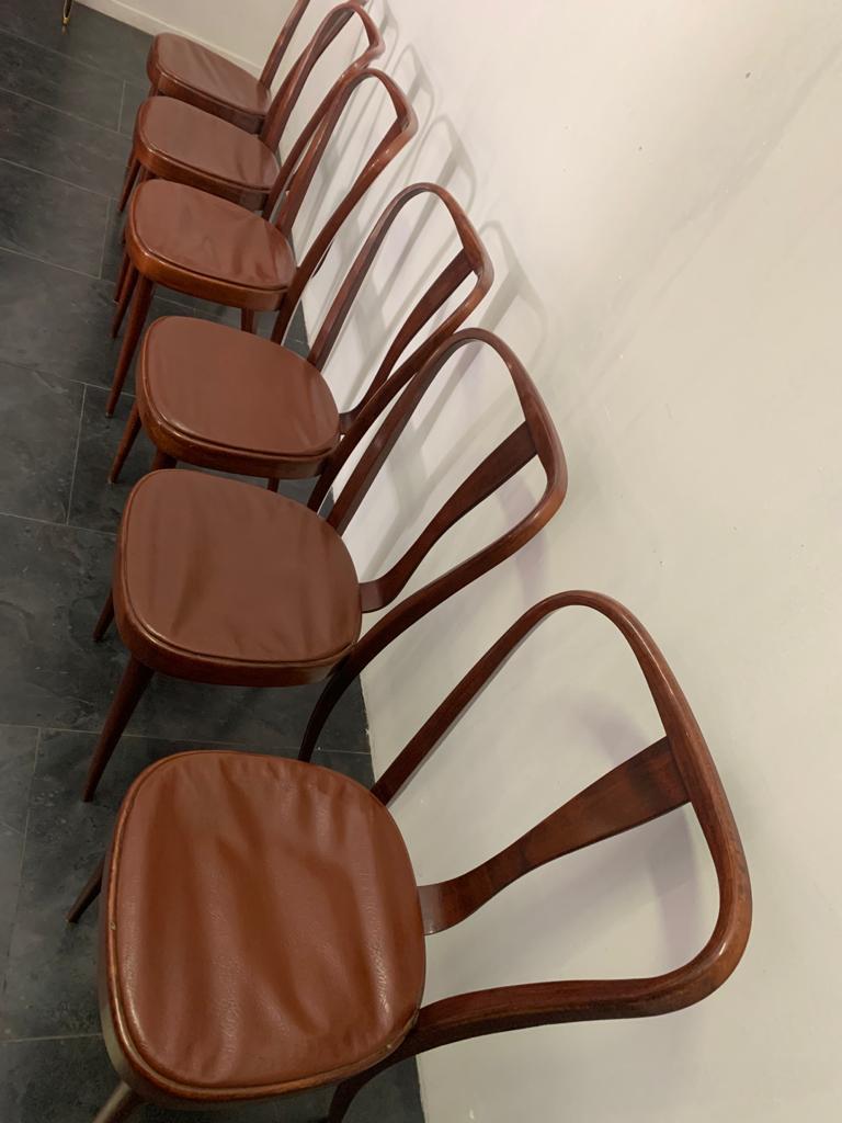 Dining chairs with Leatherette Seat from Pirelli Sapsa, 1950s, set of 6.