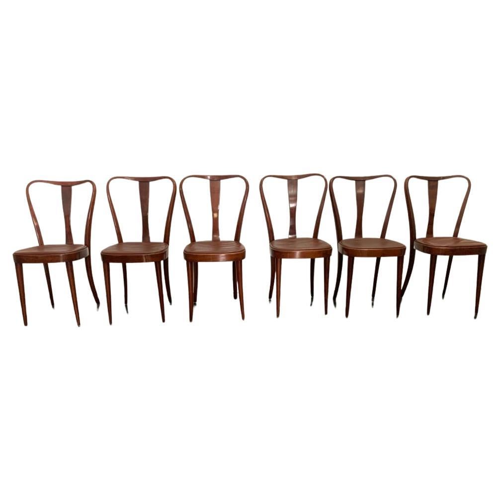 6 Dining Chairs with Leatherette Seat by Pirelli Sapsa, 1950s