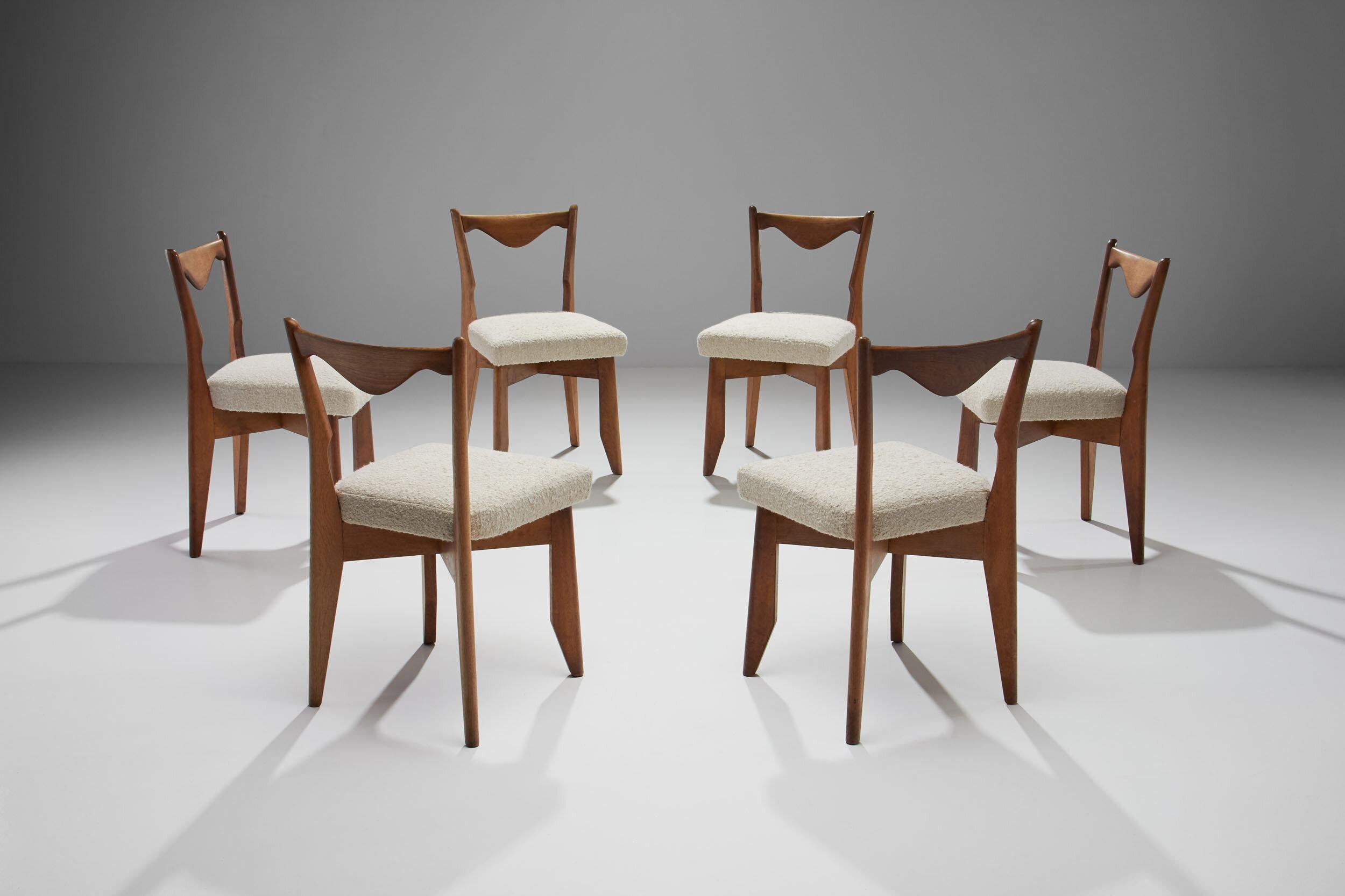 Mid-Century Modern 6 Dinner Chairs by Guillerme et Chambron, France, 1960s
