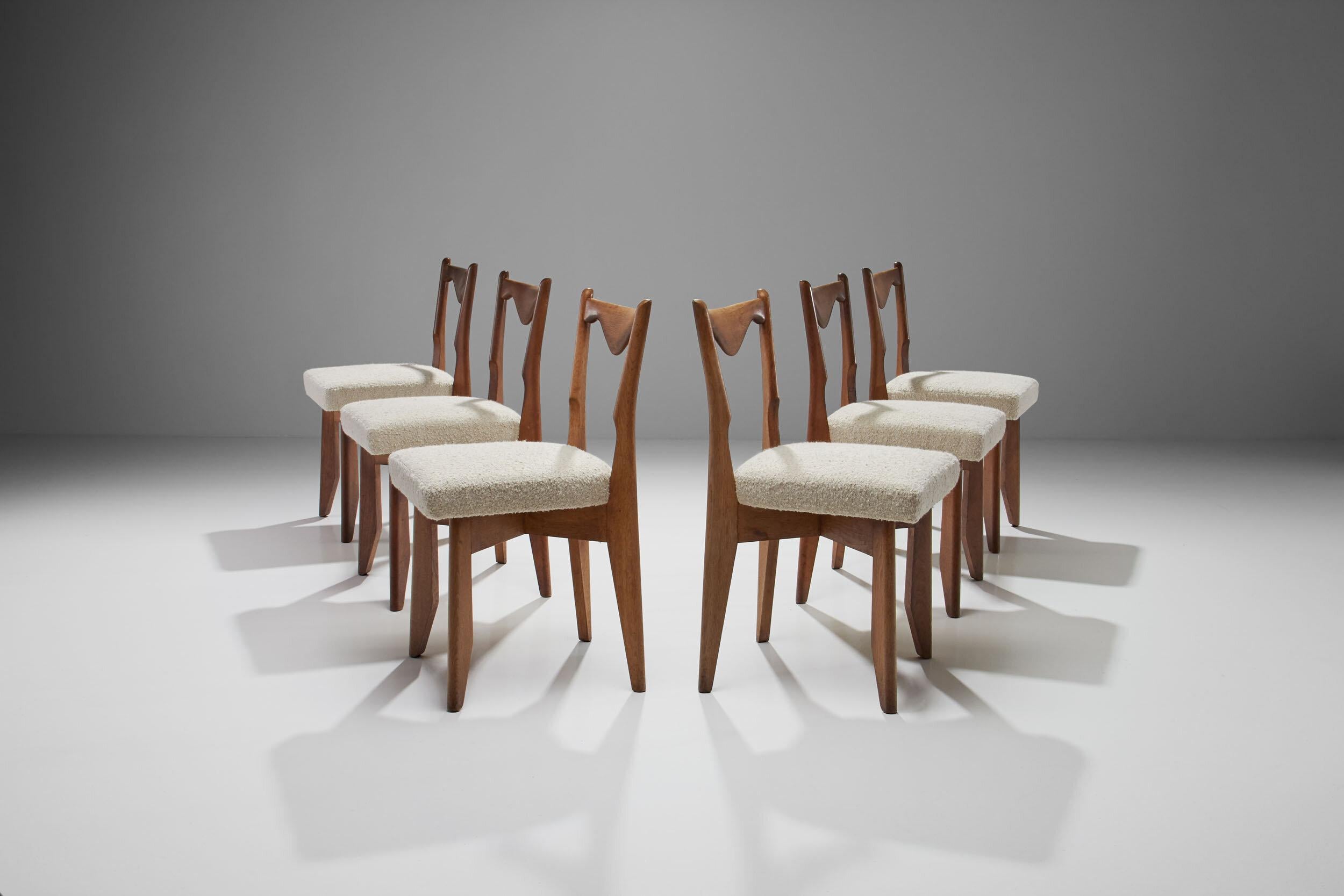 French 6 Dinner Chairs by Guillerme et Chambron, France, 1960s