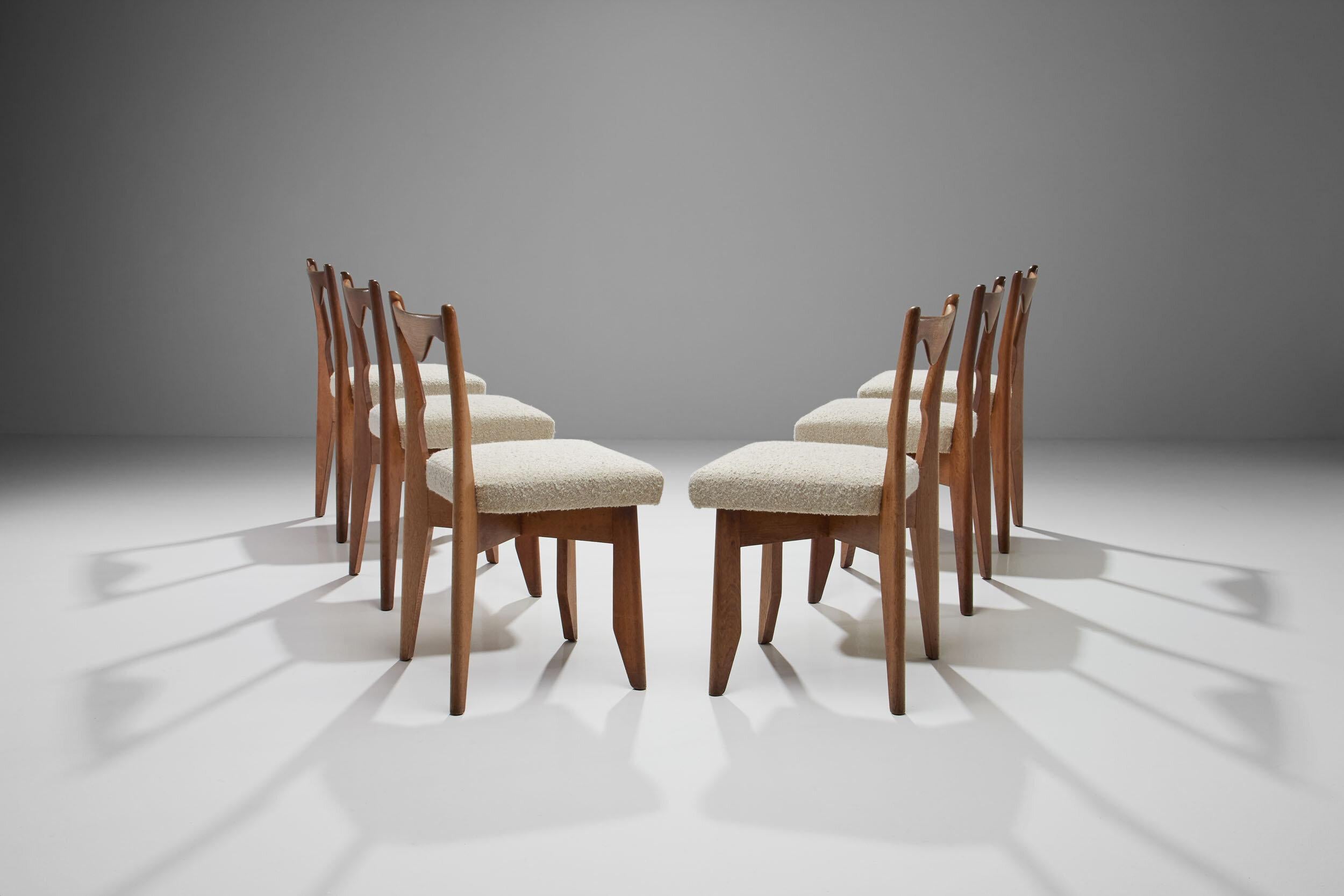 6 Dinner Chairs by Guillerme et Chambron, France, 1960s In Good Condition In Utrecht, NL