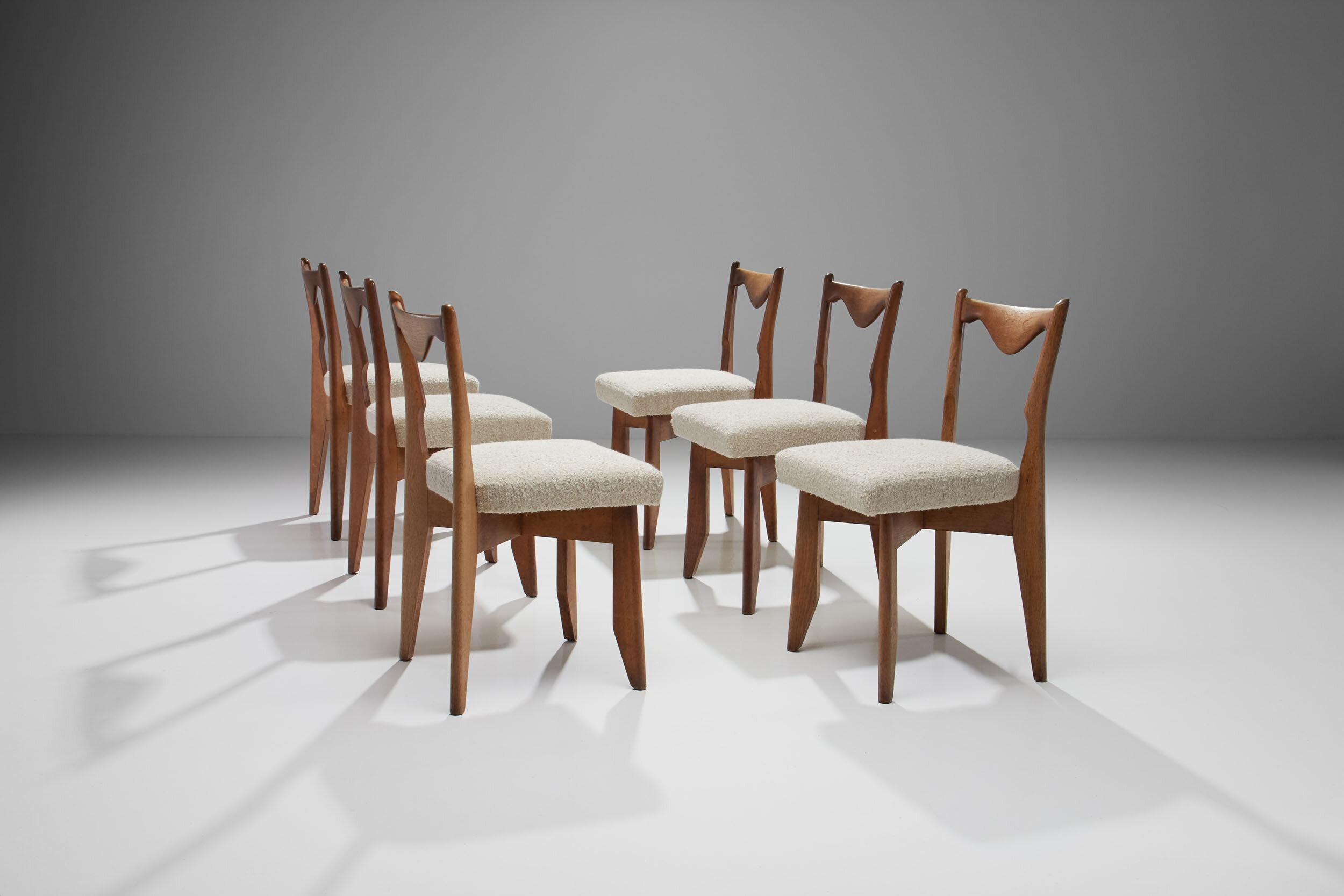 Mid-20th Century 6 Dinner Chairs by Guillerme et Chambron, France, 1960s