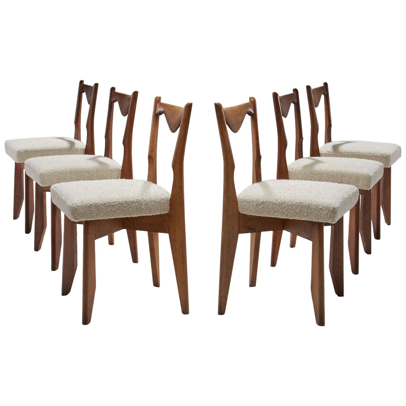 6 Dinner Chairs by Guillerme et Chambron, France, 1960s