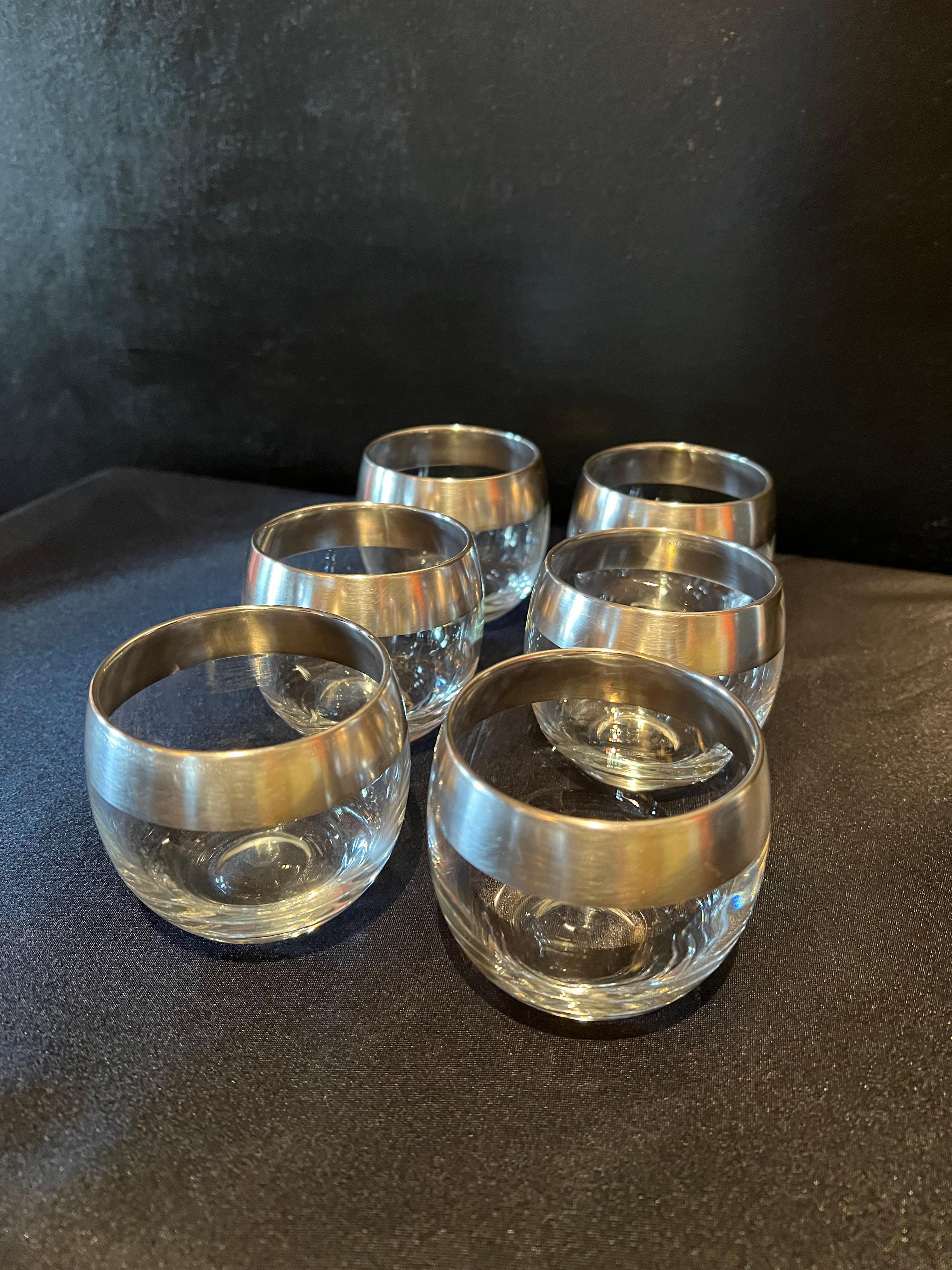 6 Dorothy Thorpe Rolly Poly Glasses with Sterling Band In Good Condition In Los Angeles, CA
