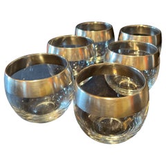 6 Dorothy Thorpe Rolly Poly-Gläser mit Sterling-Band