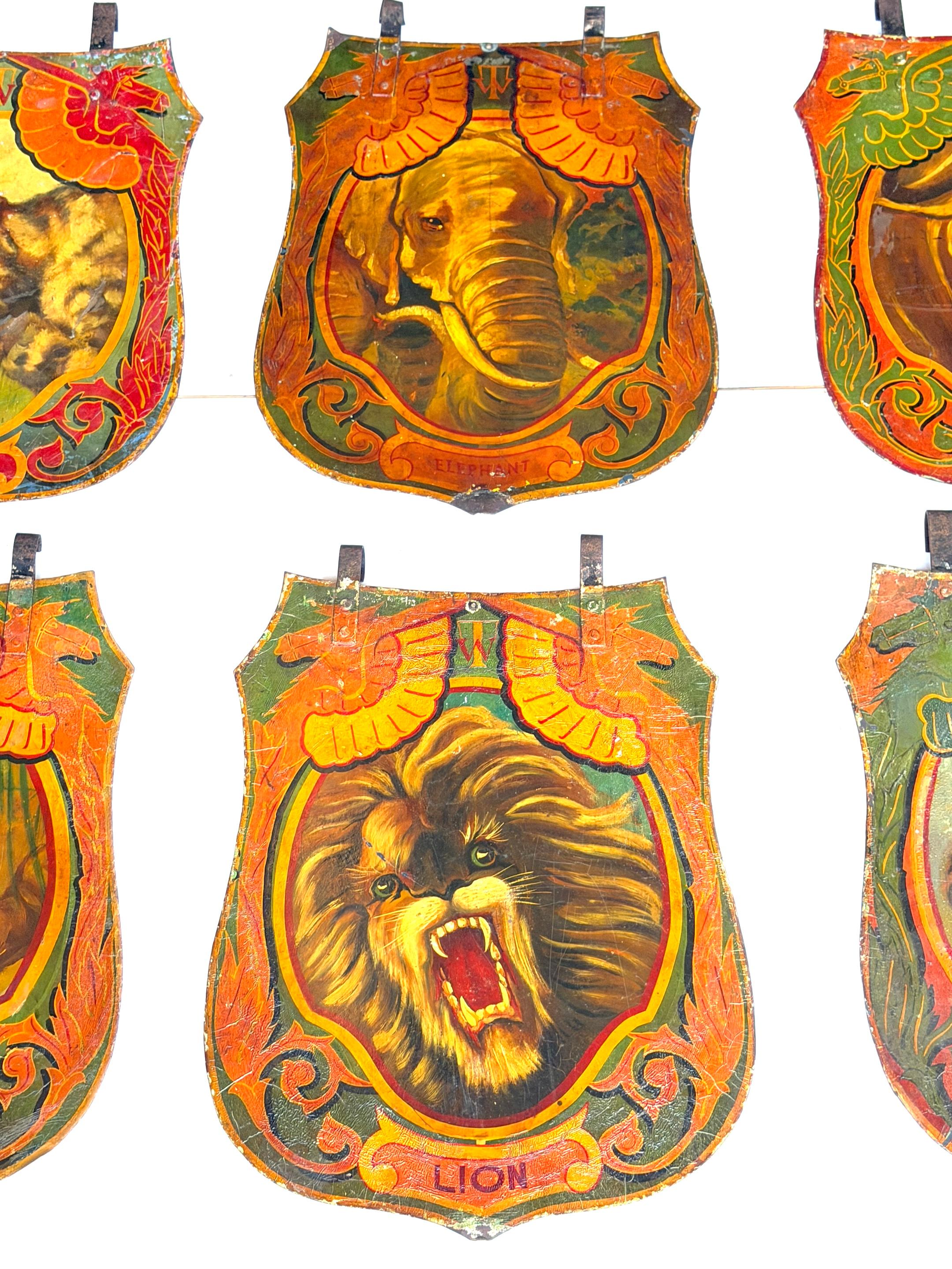 6 Double-Sided Wombwell & Whitelegg Victorian Exotic Animalier Tole Panels, 1891 Inglés en venta