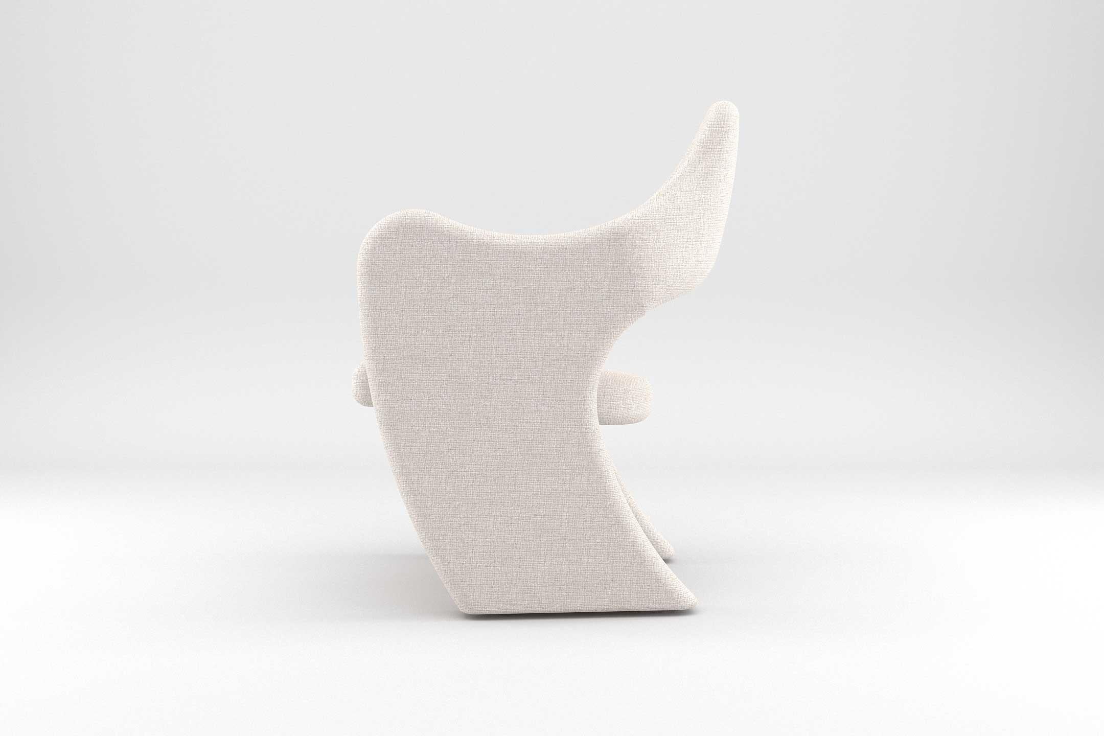 6 Sillas de comedor Dove - Sillas artesanales modernas tapizadas en tela blanca Moderno en venta