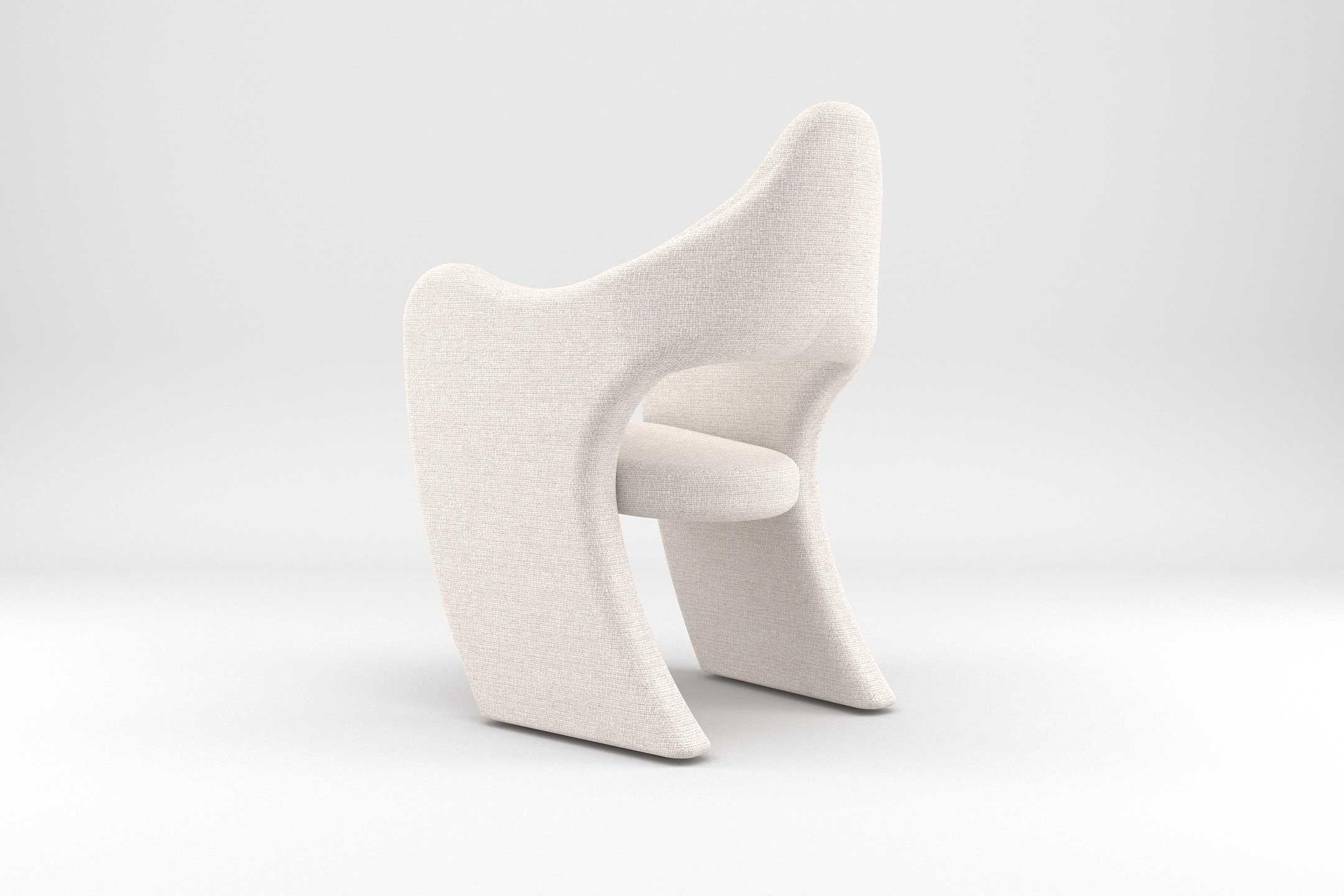 6 Sillas de comedor Dove - Sillas artesanales modernas tapizadas en tela blanca Europeo en venta
