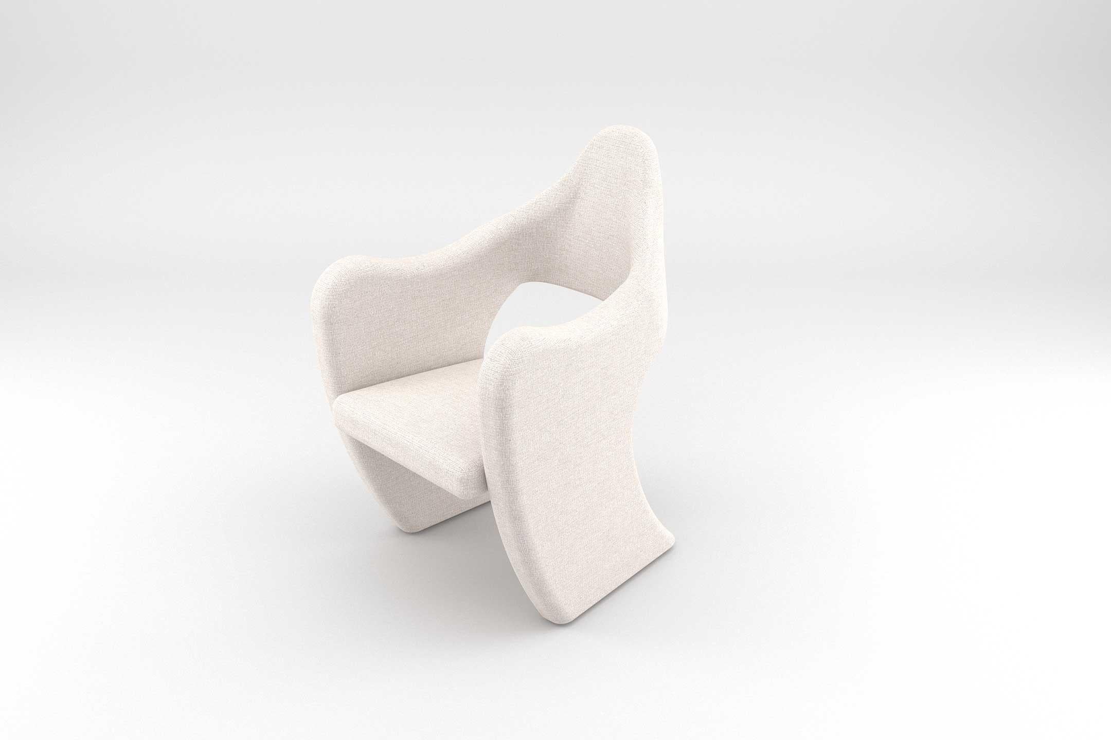 6 Sillas de comedor Dove - Sillas artesanales modernas tapizadas en tela blanca Hecho a mano en venta