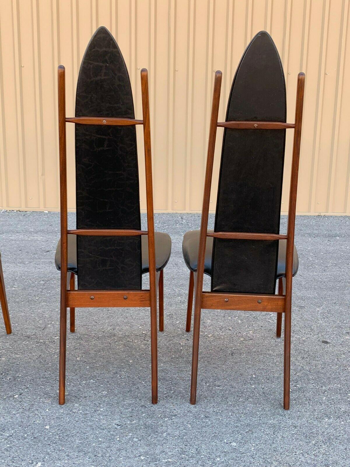 American 6 Dramatic Mid Century High Back Dining Chairs Attributed to Adrian Pearsall