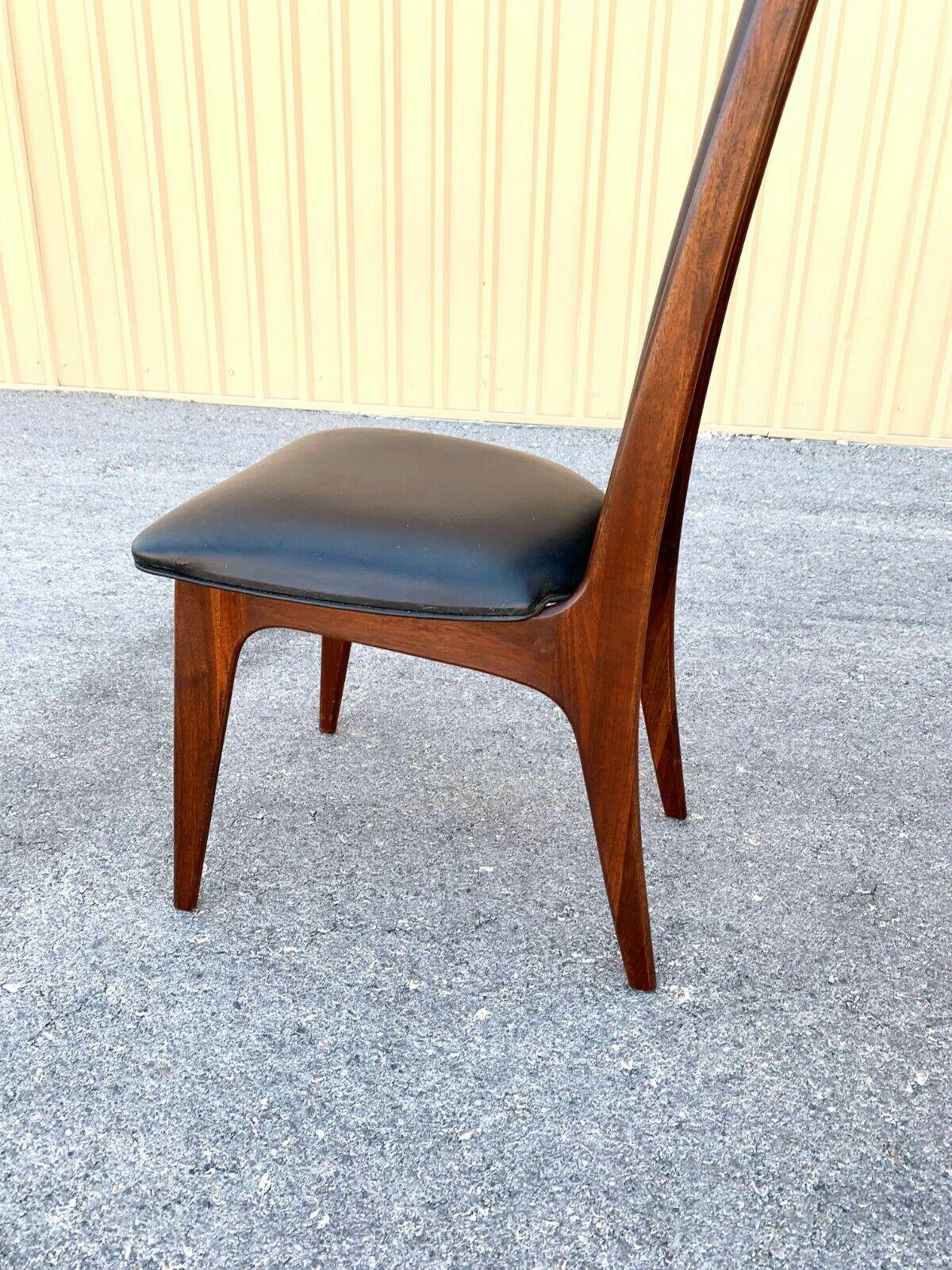 Walnut 6 Dramatic Mid Century High Back Dining Chairs Attributed to Adrian Pearsall