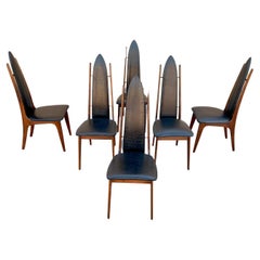 6 Dramatic Mid Century High Back Dining Chairs Attributed to Adrian Pearsall