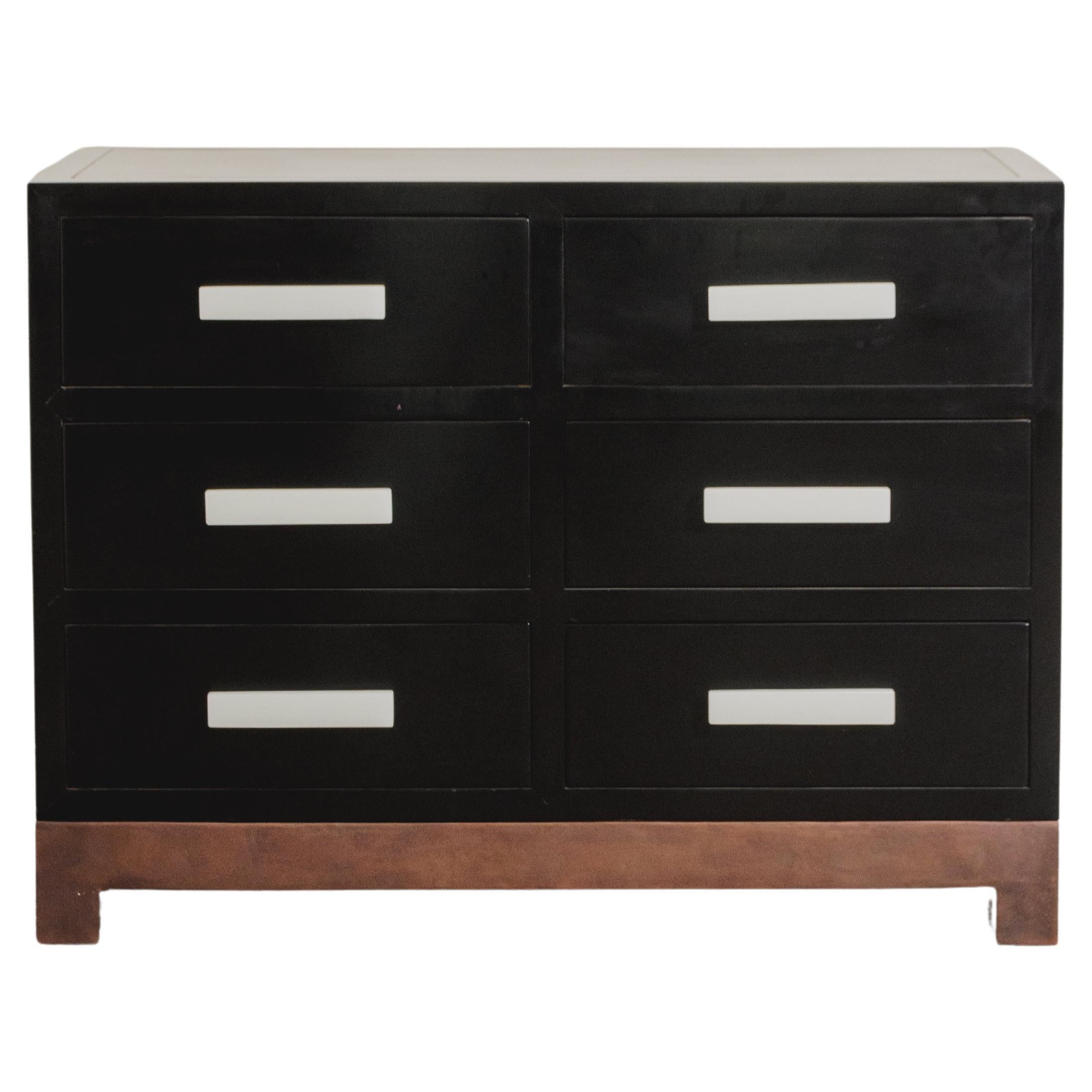 6 Drawer Cabinet w/ Bai Jade Peking Glass Handles on Copper Stand by Robert Kuo