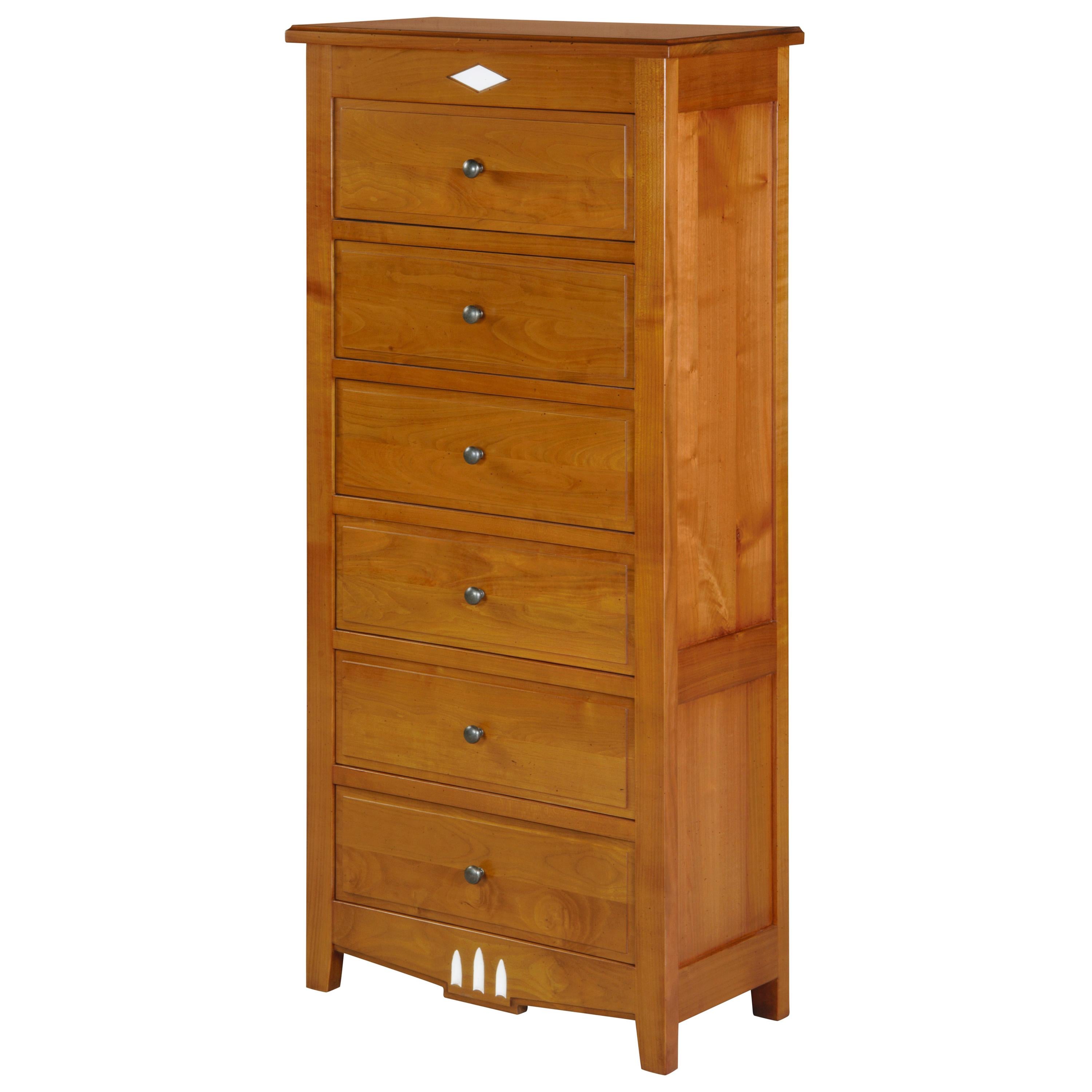 6-Drawer Chest Chiffonnier in solid blond cherry wood, Louis XVI style  For Sale 1
