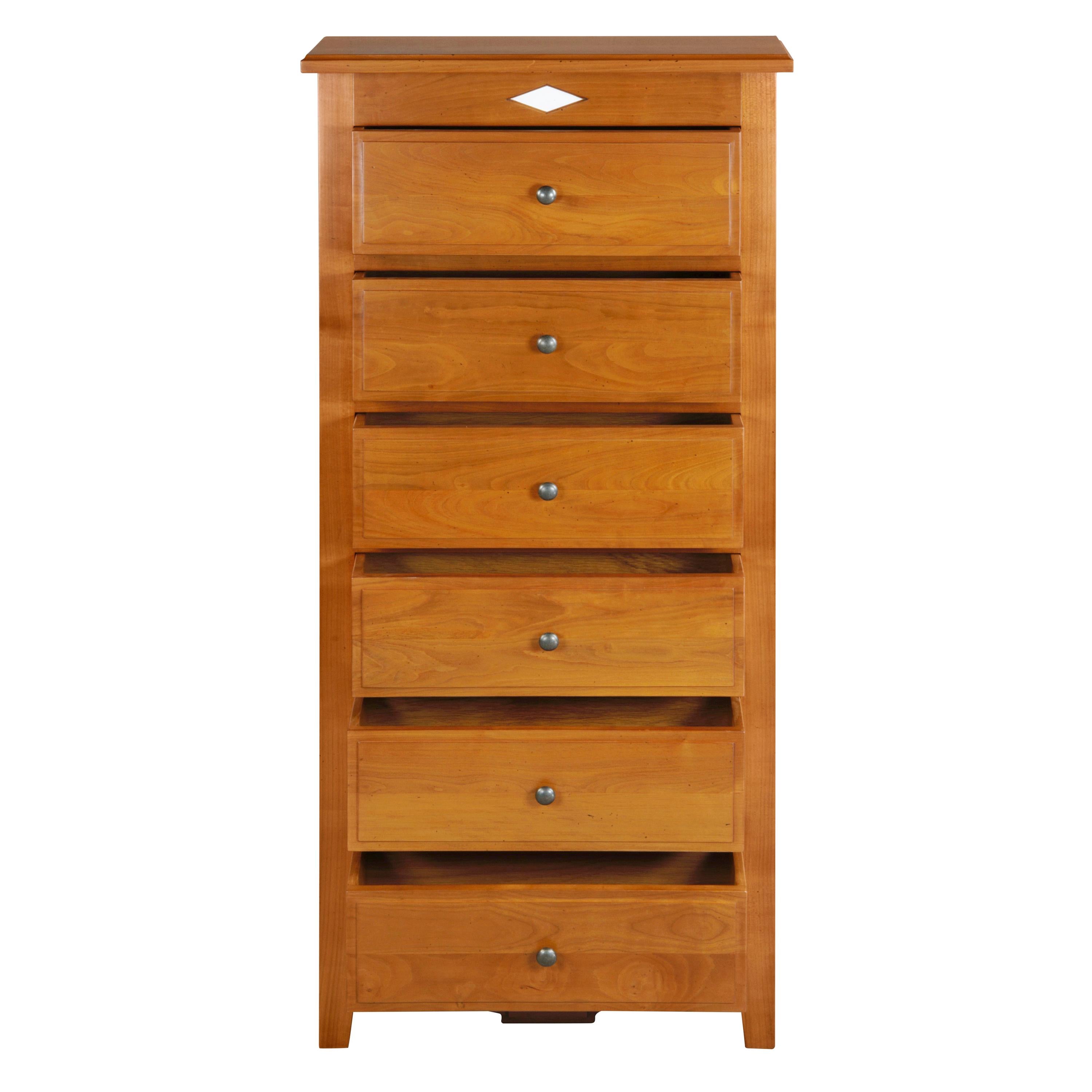 6-Drawer Chest Chiffonnier in solid blond cherry wood, Louis XVI style  For Sale 2