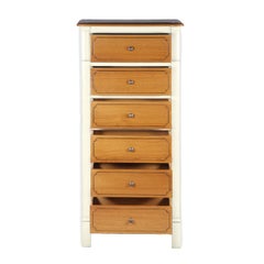 6-drawer French Chiffonier in solid oak, charming white-cream finish