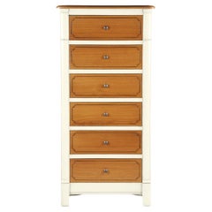 6-drawer French Chiffonier in solid oak, charming white-cream finish