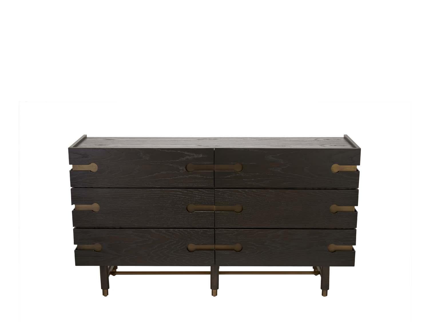 The 6-drawer Niguel dresser features 6 drawers, brass cap feet, and brass inlaid details.

The Lawson-Fenning Collection is designed and handmade in Los Angeles, California. Reach out to discover what options are currently in stock.