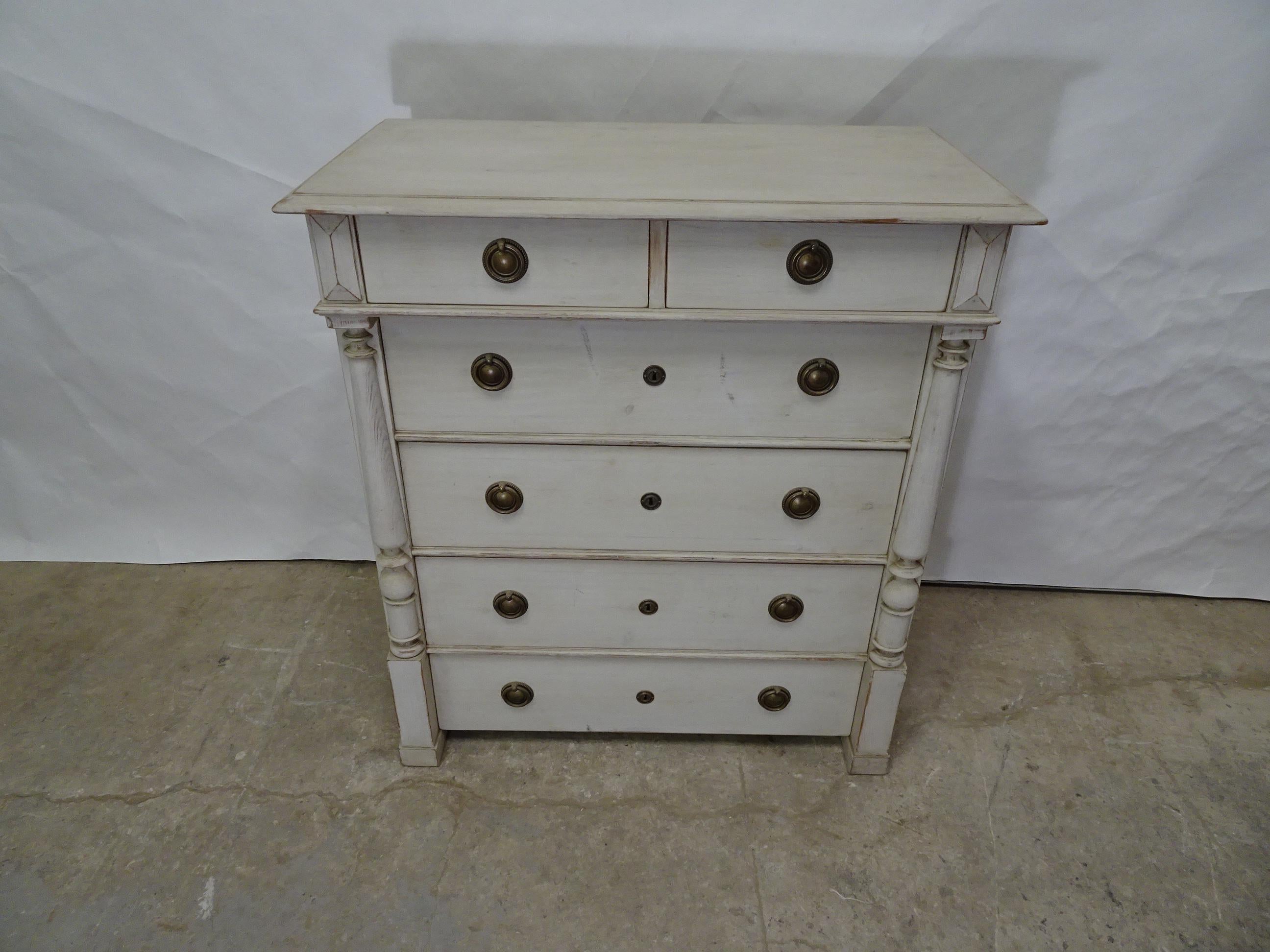 6 Drawer Swedish Gustavian Tall Chest In Good Condition In Hollywood, FL