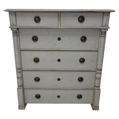 Antique 6 Drawer Swedish Gustavian Tall Chest