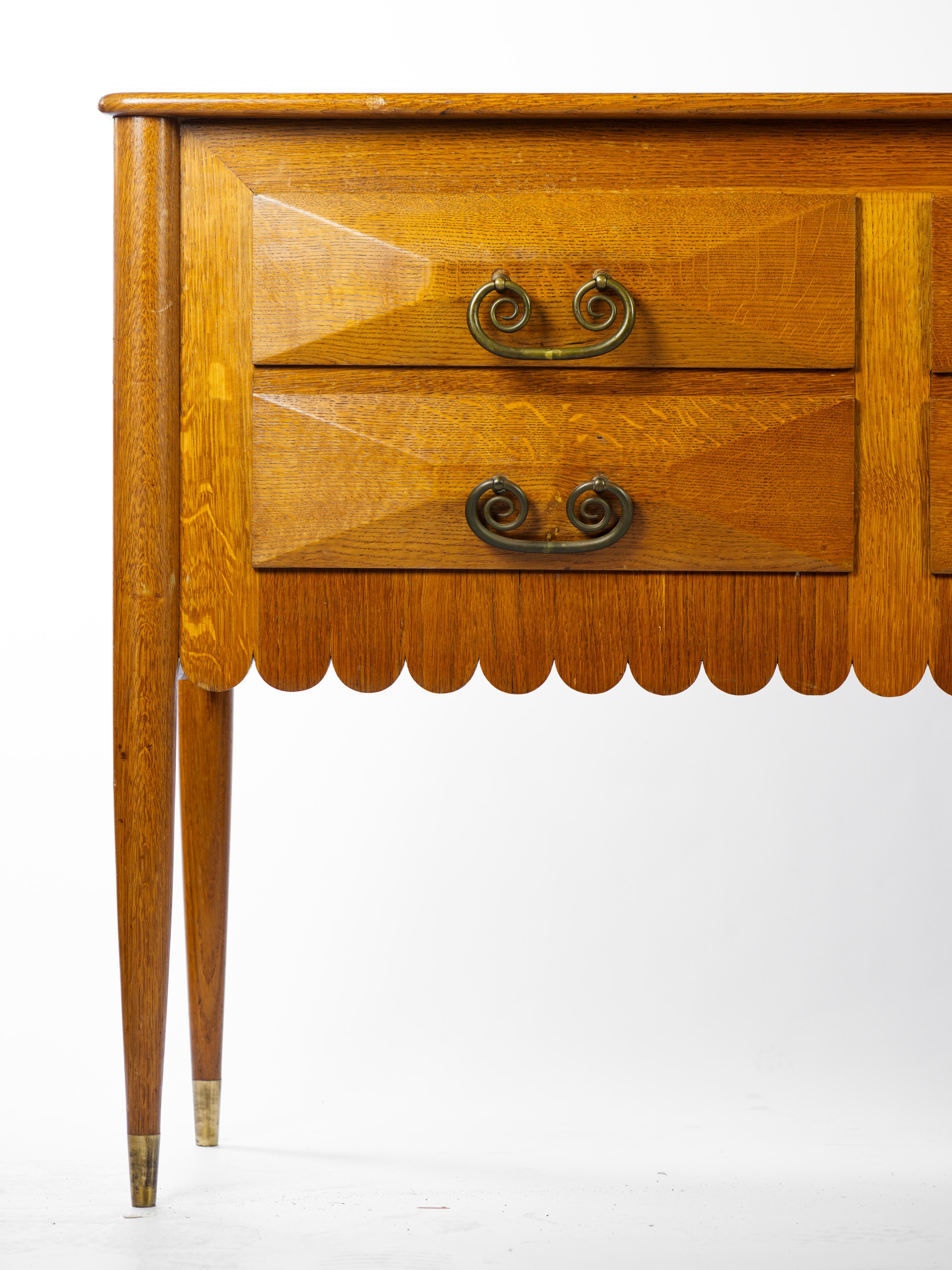 Mid-Century Modern Commode à 6 tiroirs en bois doré de Paolo Buffa en vente