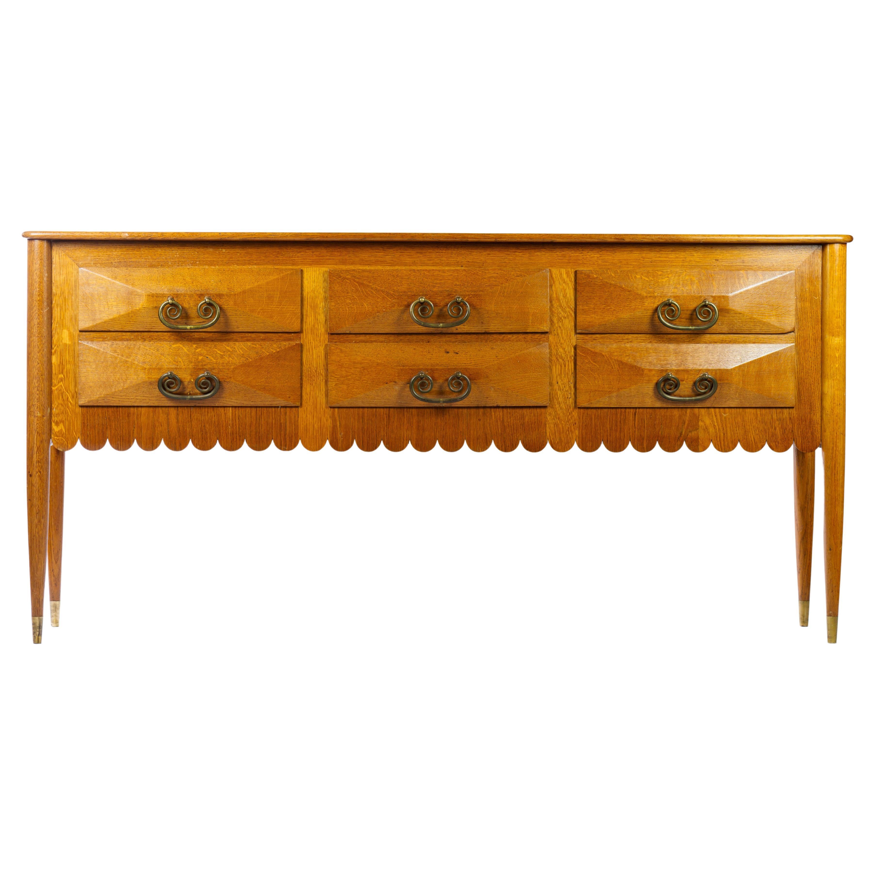 6 drawers commode in gold wood by Paolo Buffa For Sale