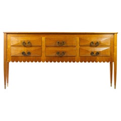 Retro 6 drawers commode in gold wood by Paolo Buffa