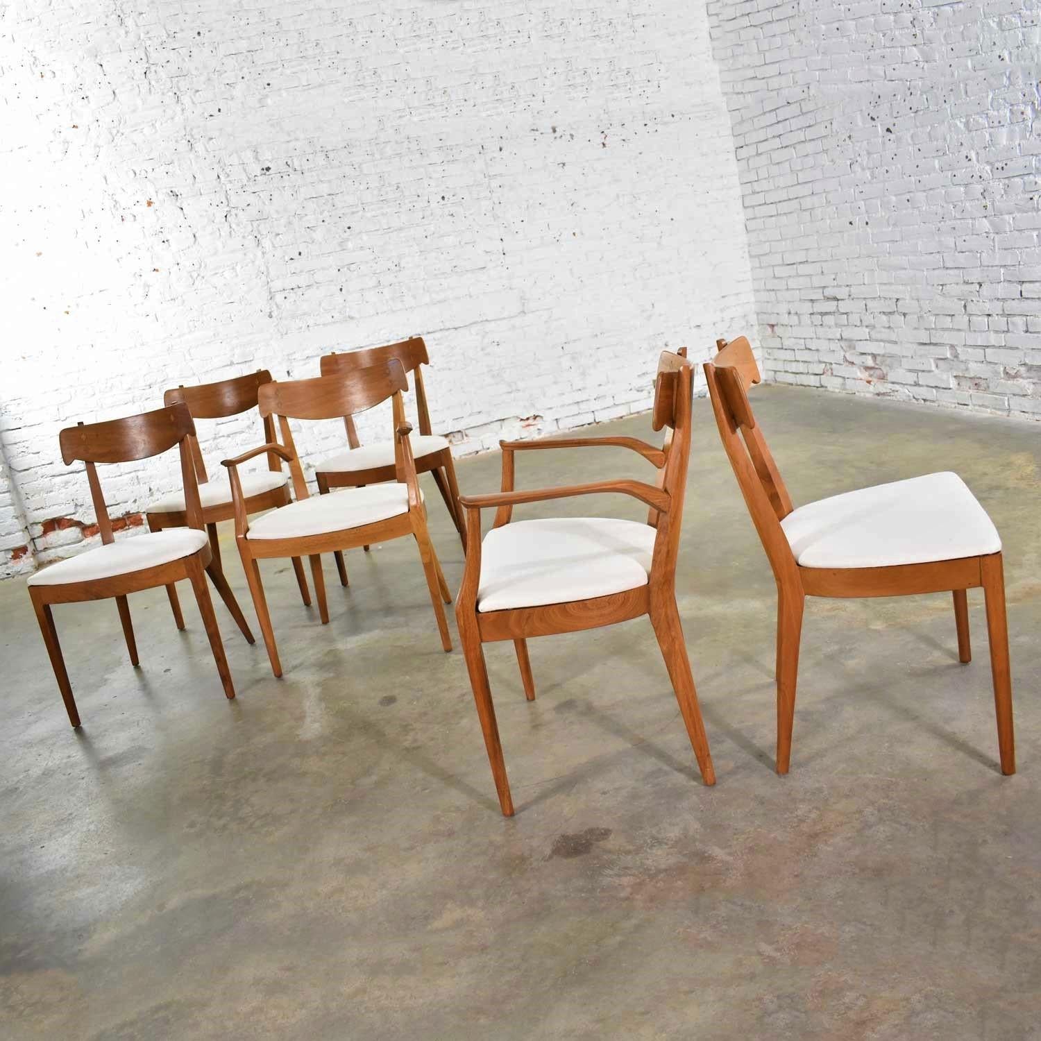 Mid-Century Modern 6 Drexel Declaration Walnut Dining Chairs by Kipp Stewart & Stewart MacDougall 