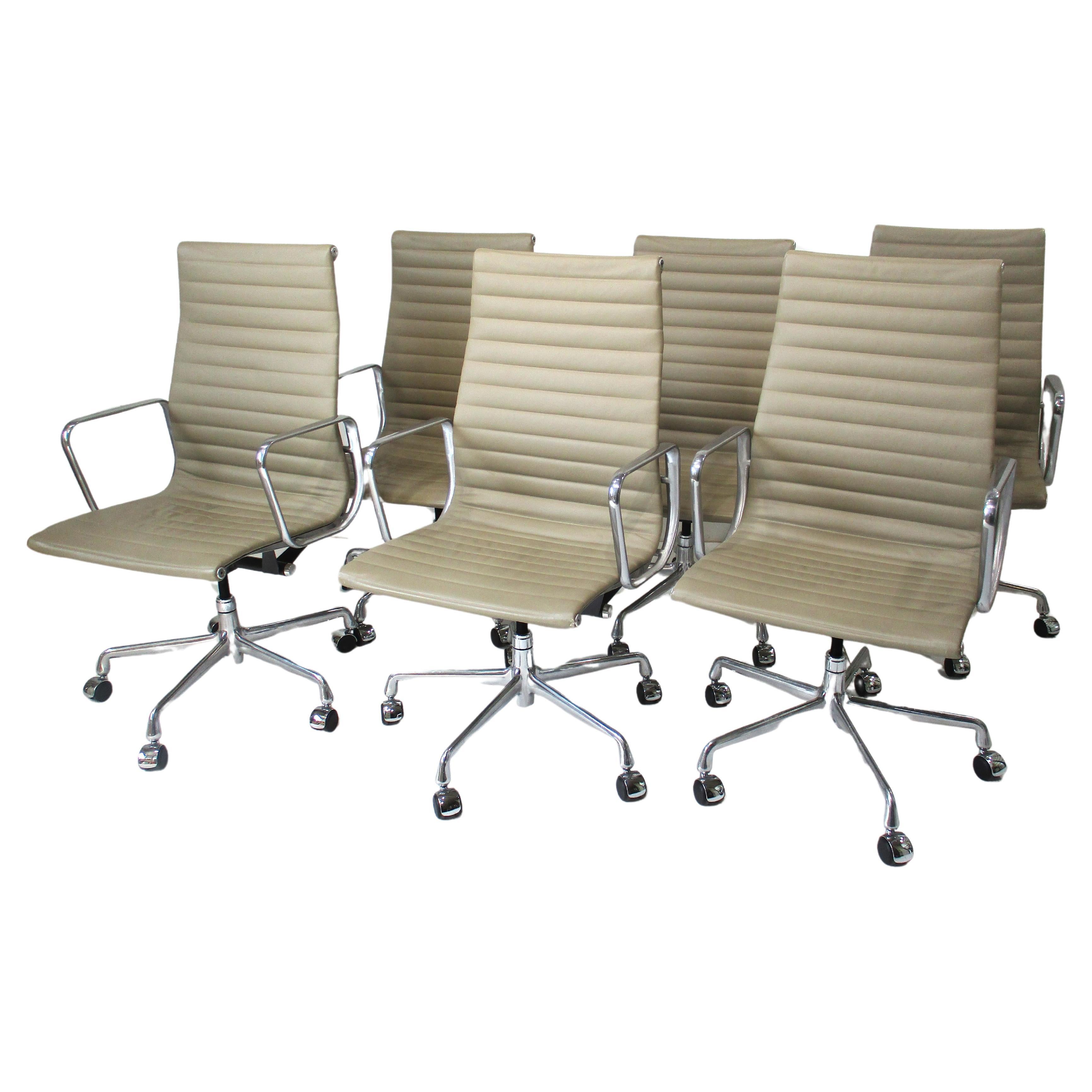 6 Eames 50th Anniversary Executive Aluminum Group Chairs for Herman Miller For Sale