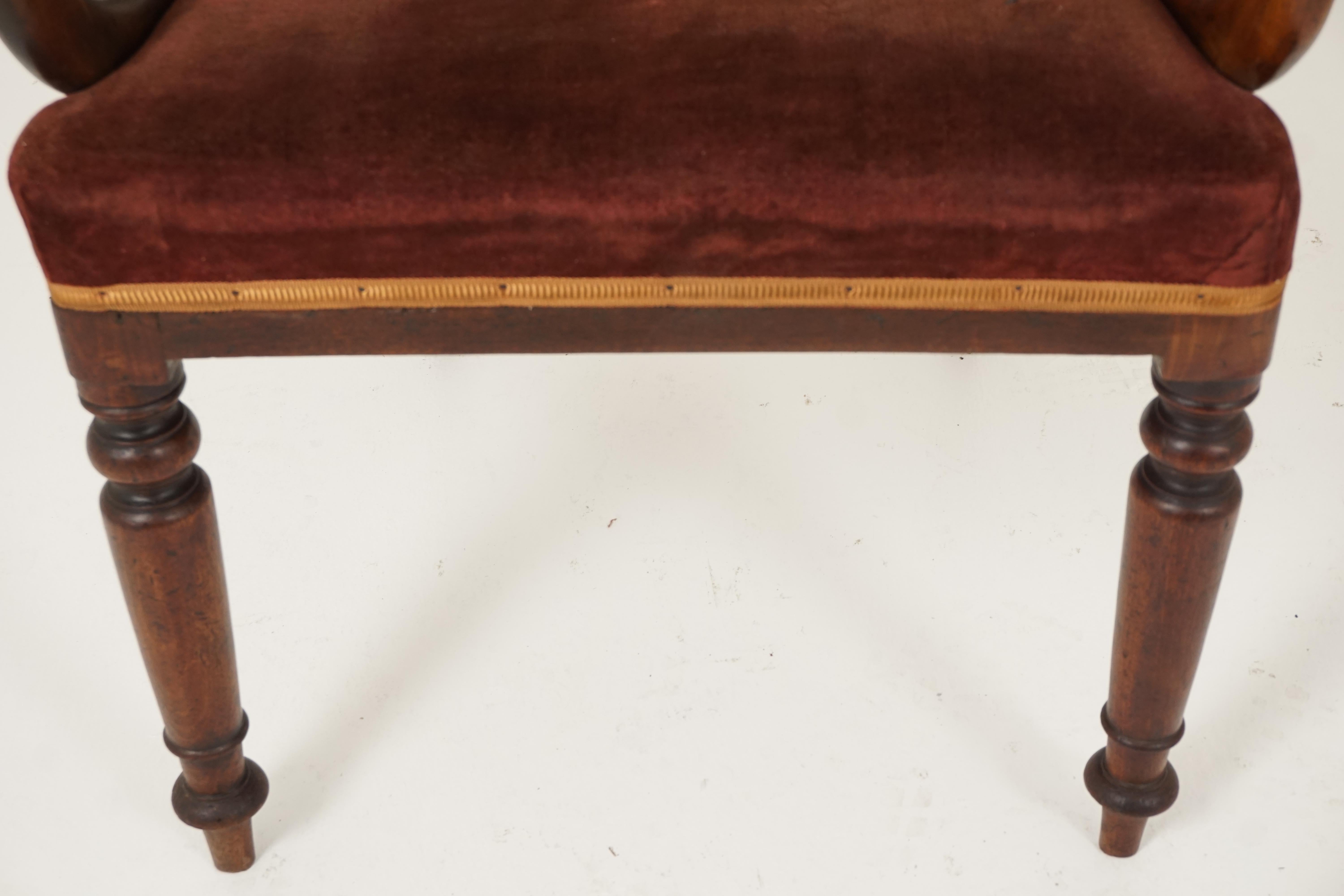 6 Early Victorian Walnut Dining Chairs '4+2', Scotland 1840, B2374 2