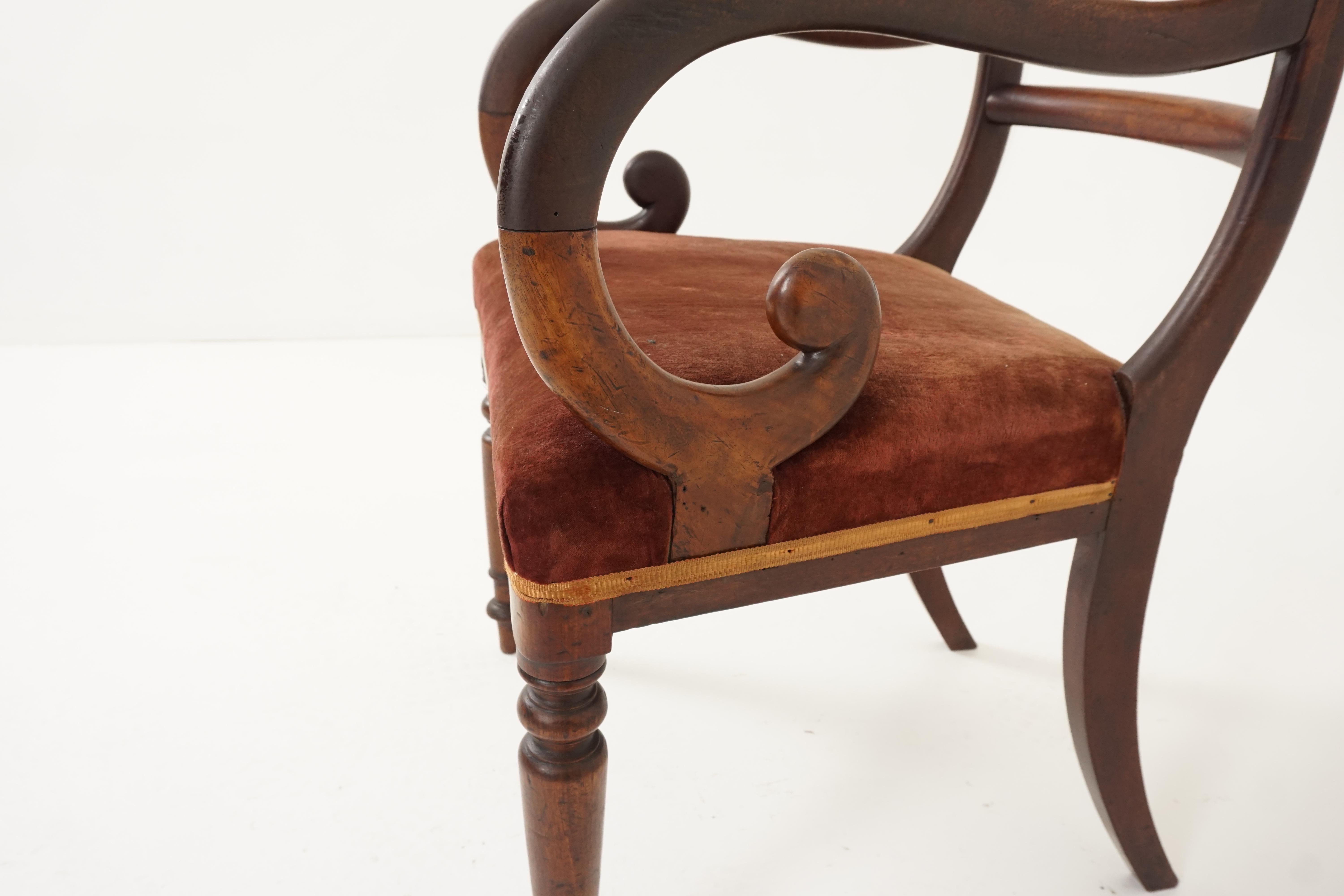 6 Early Victorian Walnut Dining Chairs '4+2', Scotland 1840, B2374 3