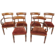 6 Early Victorian Walnut Dining Chairs '4+2', Scotland 1840, B2374