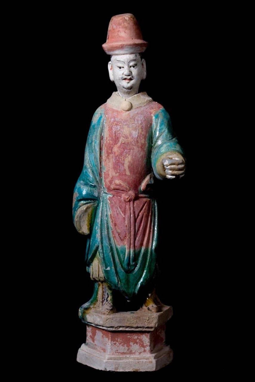 6 Elegant Ming Dynasty Court Attendants in Glazed Terracotta, China 1368-1644 AD For Sale 3