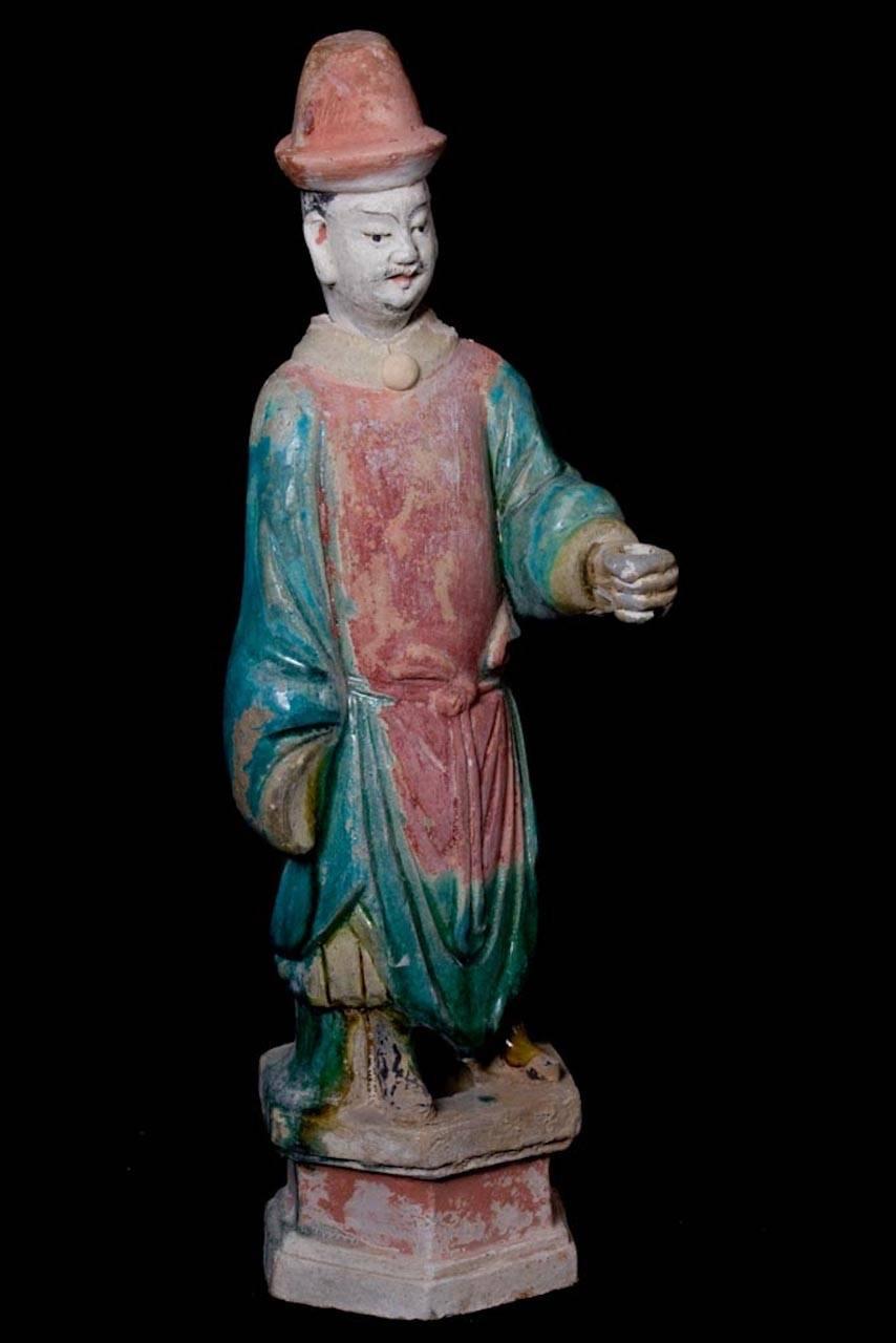 6 Elegant Ming Dynasty Court Attendants in Glazed Terracotta, China 1368-1644 AD For Sale 4